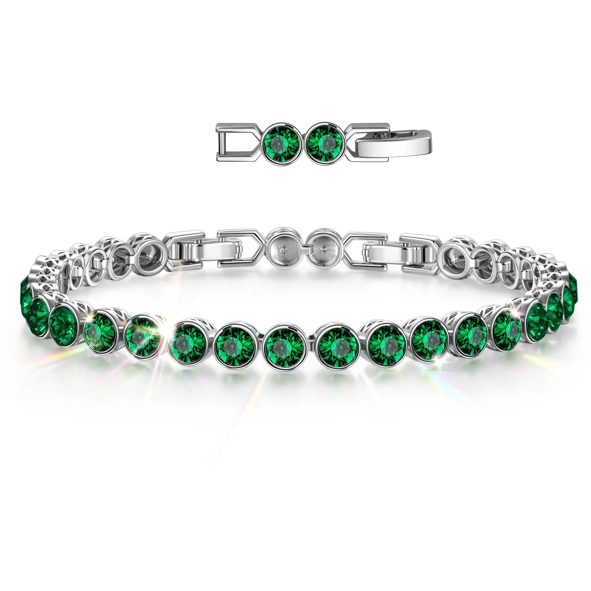 Rainbow Brilliance May Tarnish-resistant Silver Tennis Bracelet In White Gold Plated - Created With SWAROVSKI® Crystals