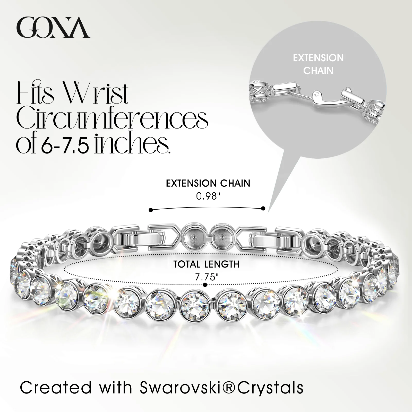 Rainbow Brilliance April Tarnish-resistant Silver Tennis Bracelet In White Gold Plated - Created With SWAROVSKI® Crystals - Image 2