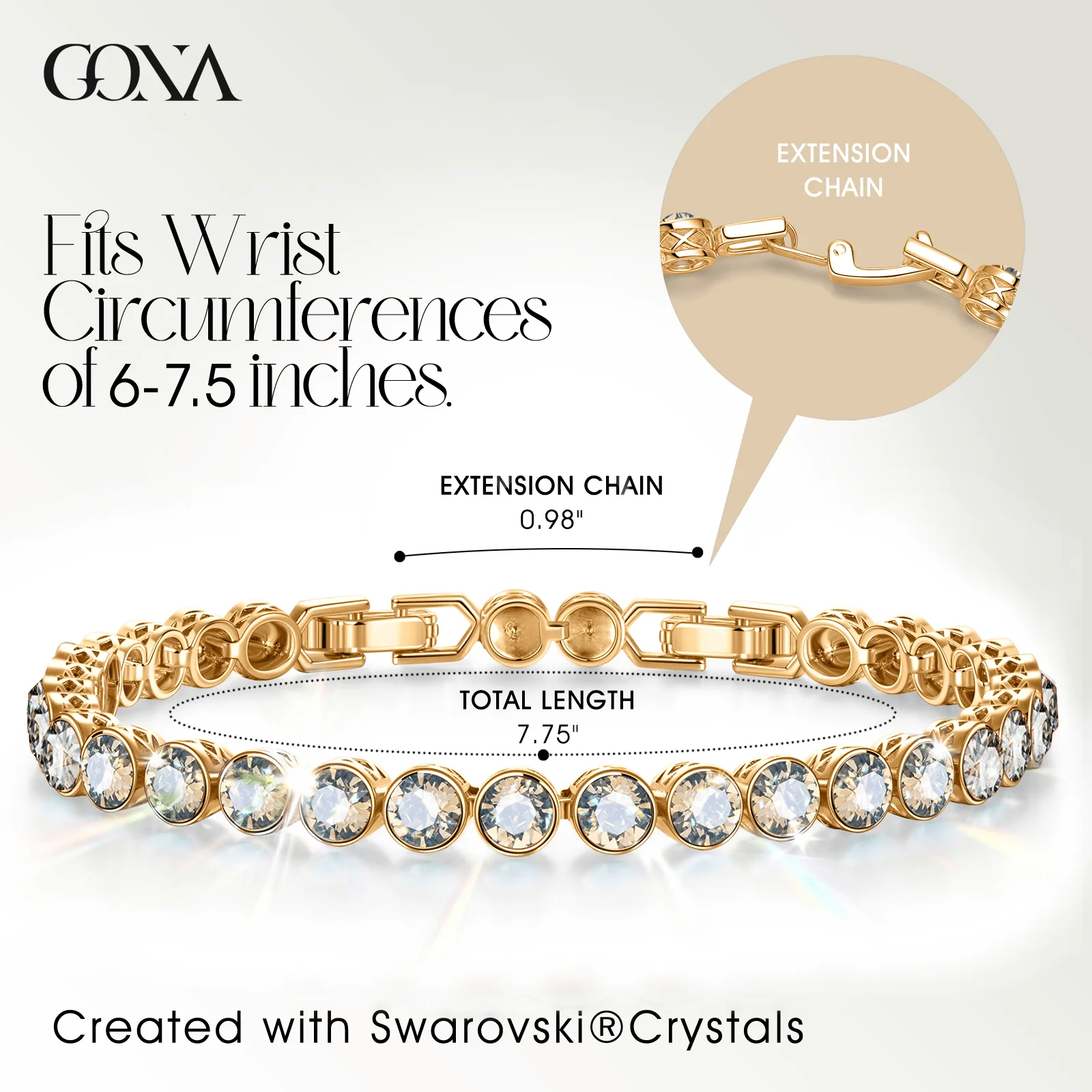 Rainbow Brilliance June Tarnish-resistant Silver Tennis Bracelet In 14K Gold Plated - Created With SWAROVSKI® Crystals - Image 2