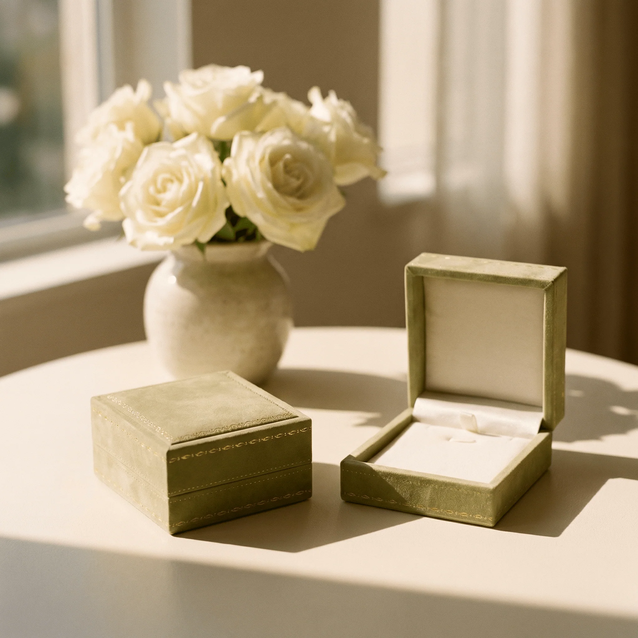 Featured Packaging Upgrade: Olive Velvet Necklace Box