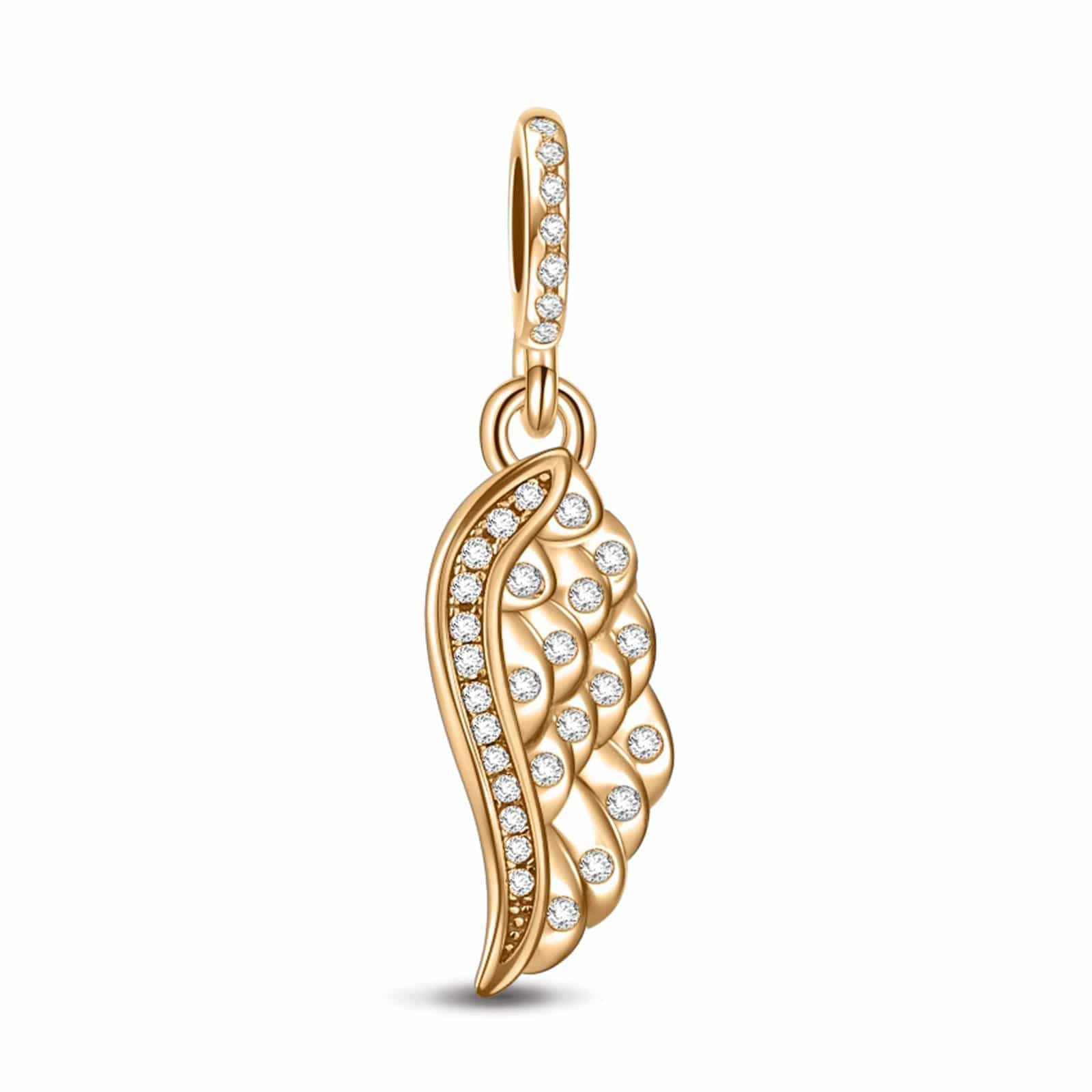 Angel Wings Tarnish-resistant Silver Dangle Charms In 14K Gold Plated