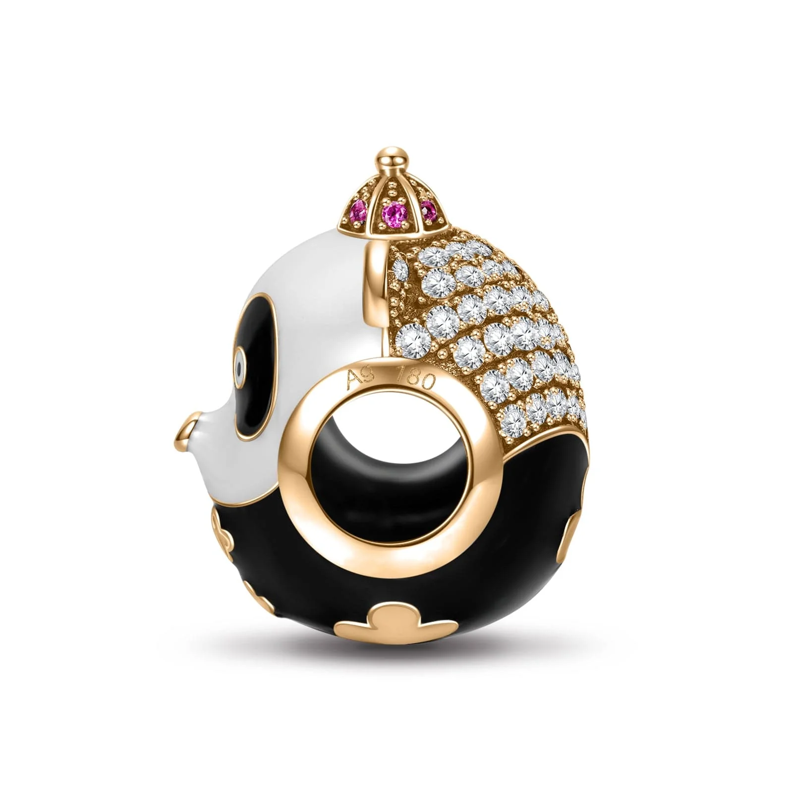 Black Kung Fu Panda Tarnish-resistant Silver Charms With Enamel In 14K Gold Plated - Image 3