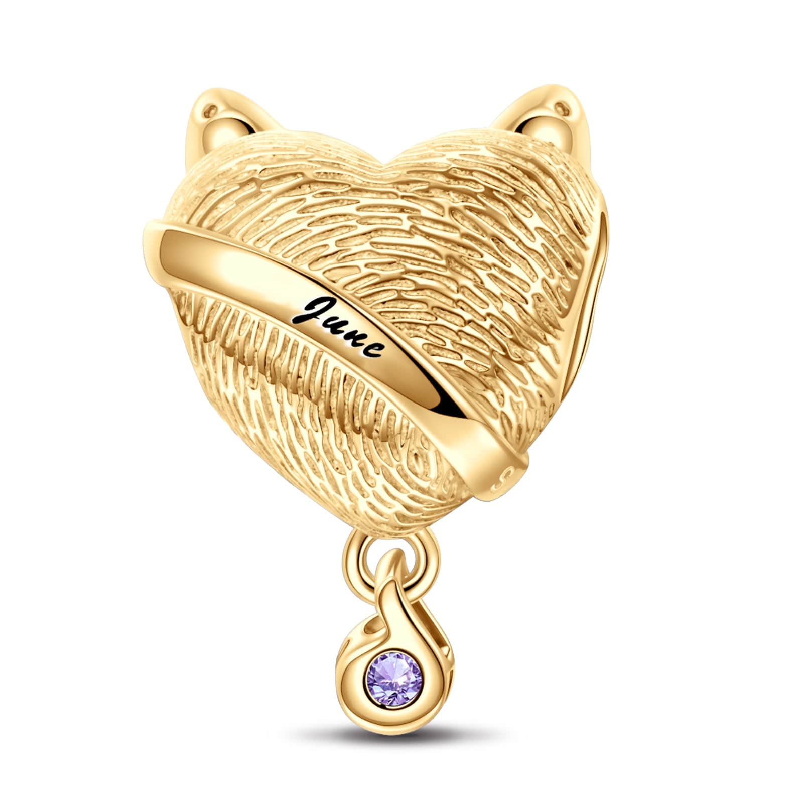 June Fox Birthday Stone Tarnish-resistant Silver Dangle Charms In 14K Gold Plated - Image 2