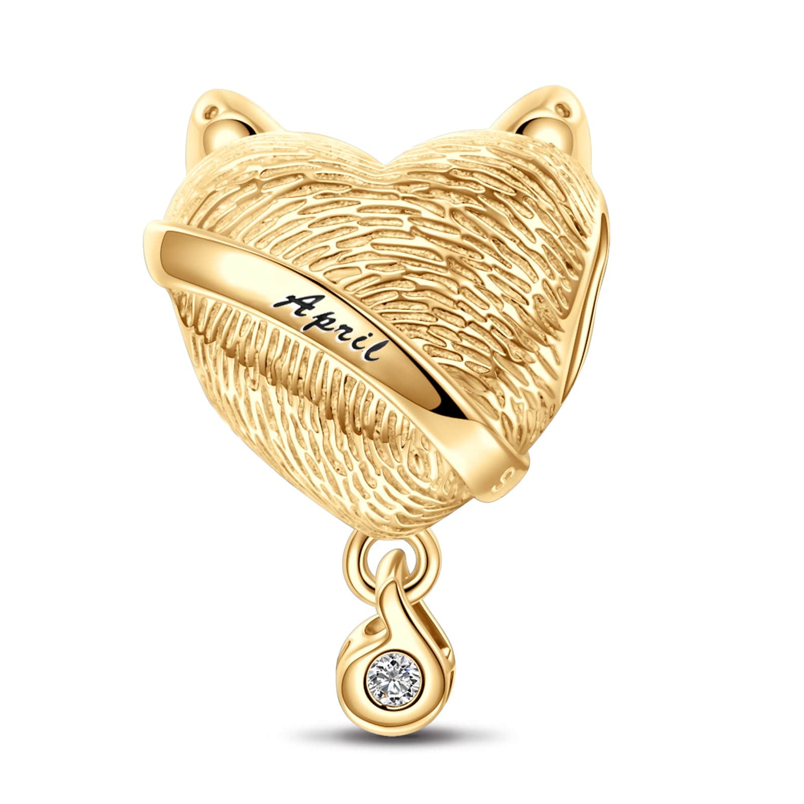 April Fox Birthday Stone Tarnish-resistant Silver Dangle Charms In 14K Gold Plated - Image 2