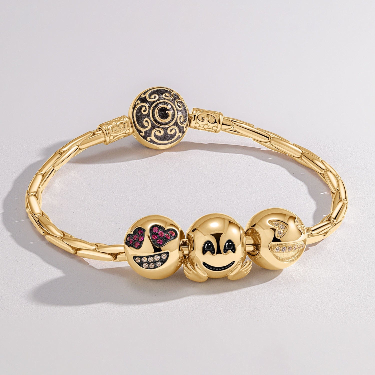 Heart Eyes Emoji Tarnish-resistant Silver Charms In 14K Gold Plated - Image 2