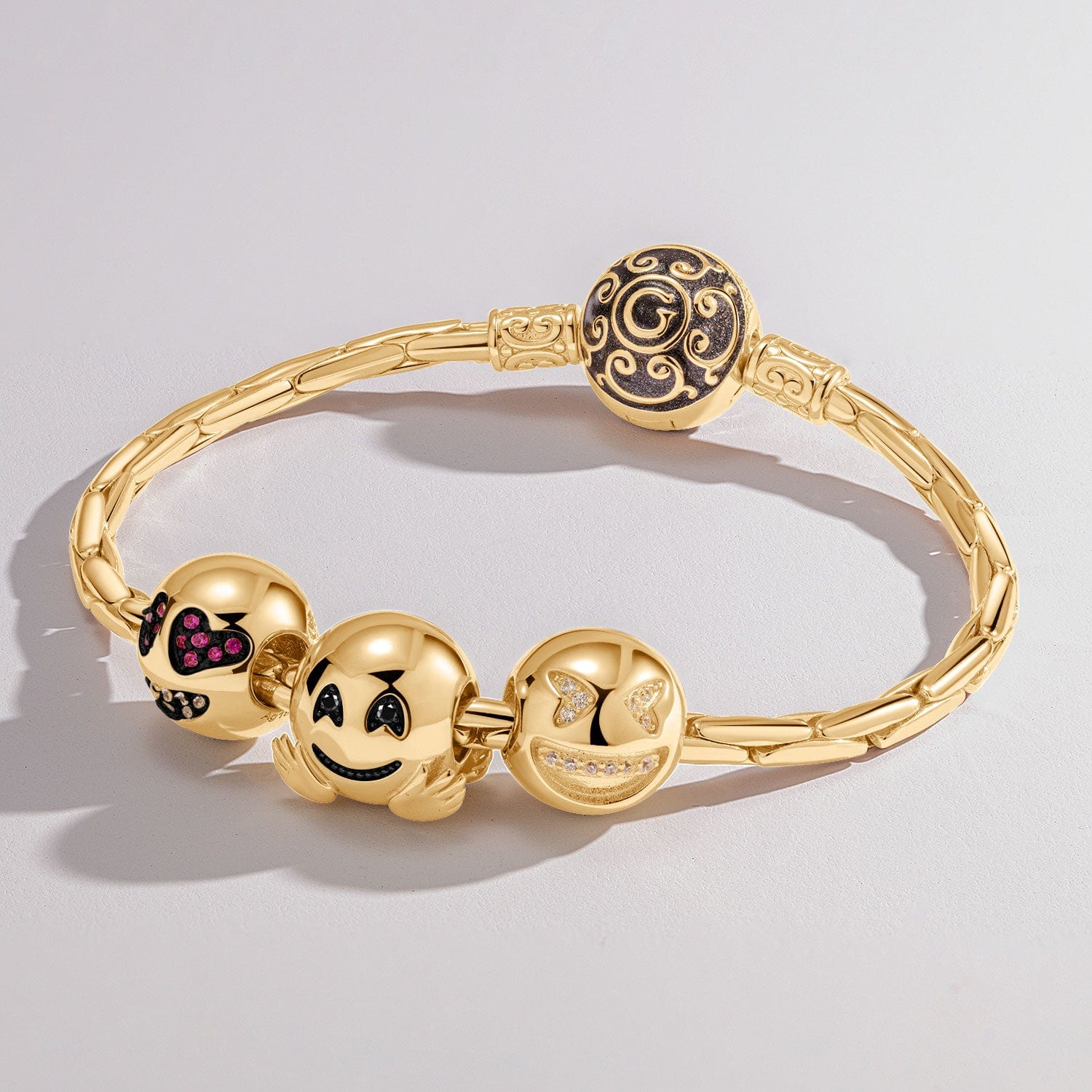 Heart Eyes Emoji Tarnish-resistant Silver Charms In 14K Gold Plated - Image 3