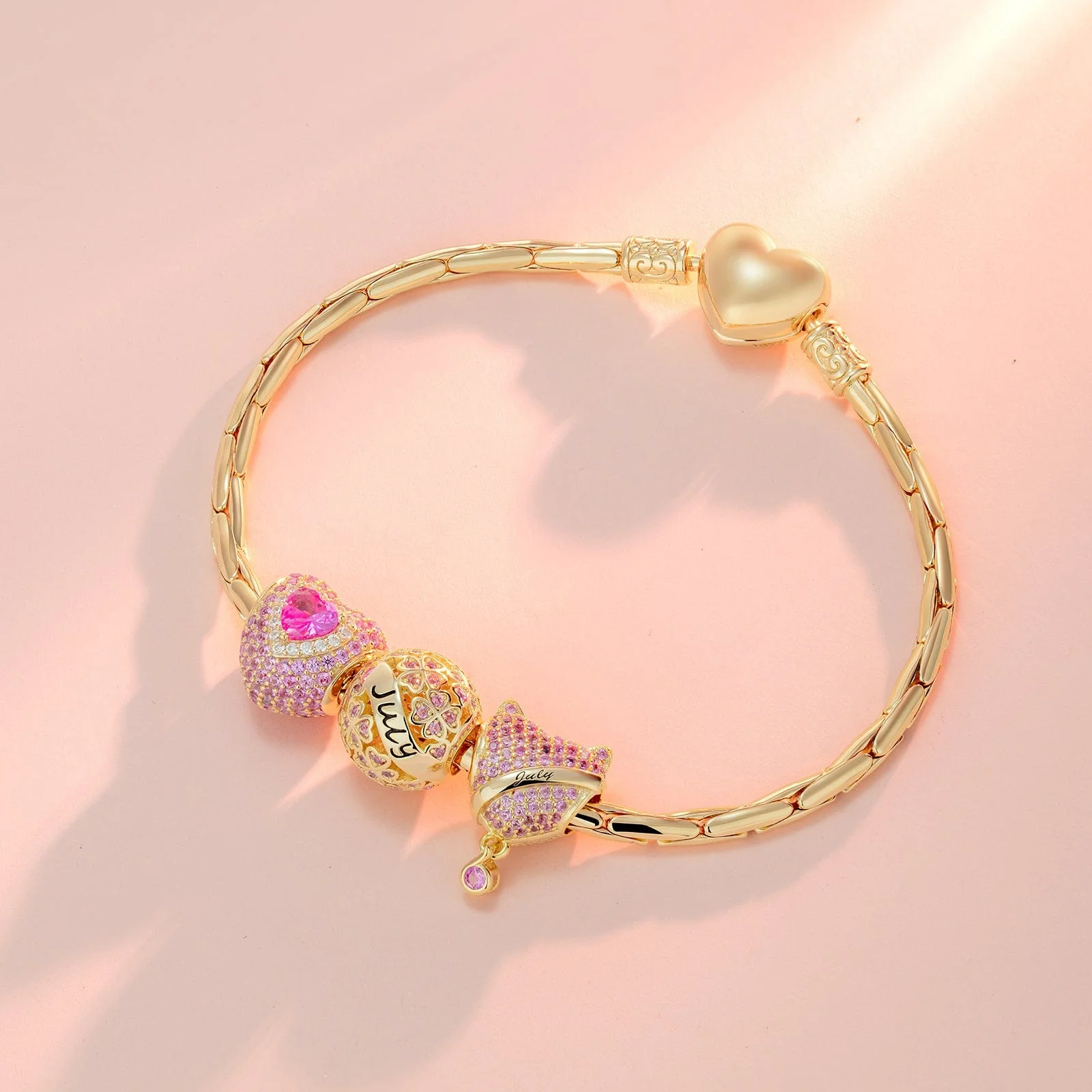 July Birthstone Tarnish-resistant Silver Charms With Enamel In 14K Gold Plated - Image 2