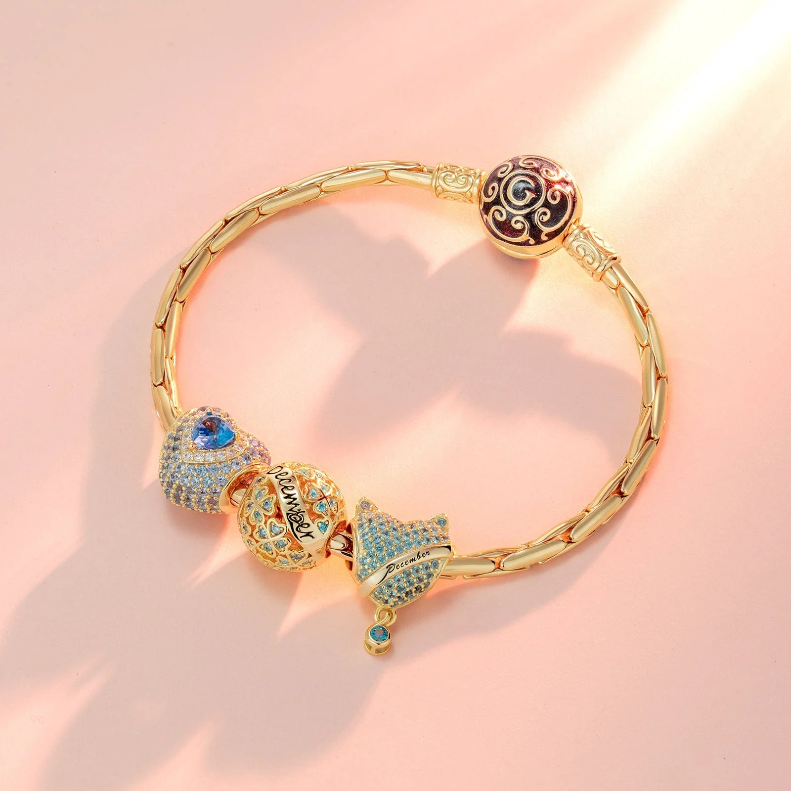 December Birthstone Tarnish-resistant Silver Charms With Enamel In 14K Gold Plated - Image 2