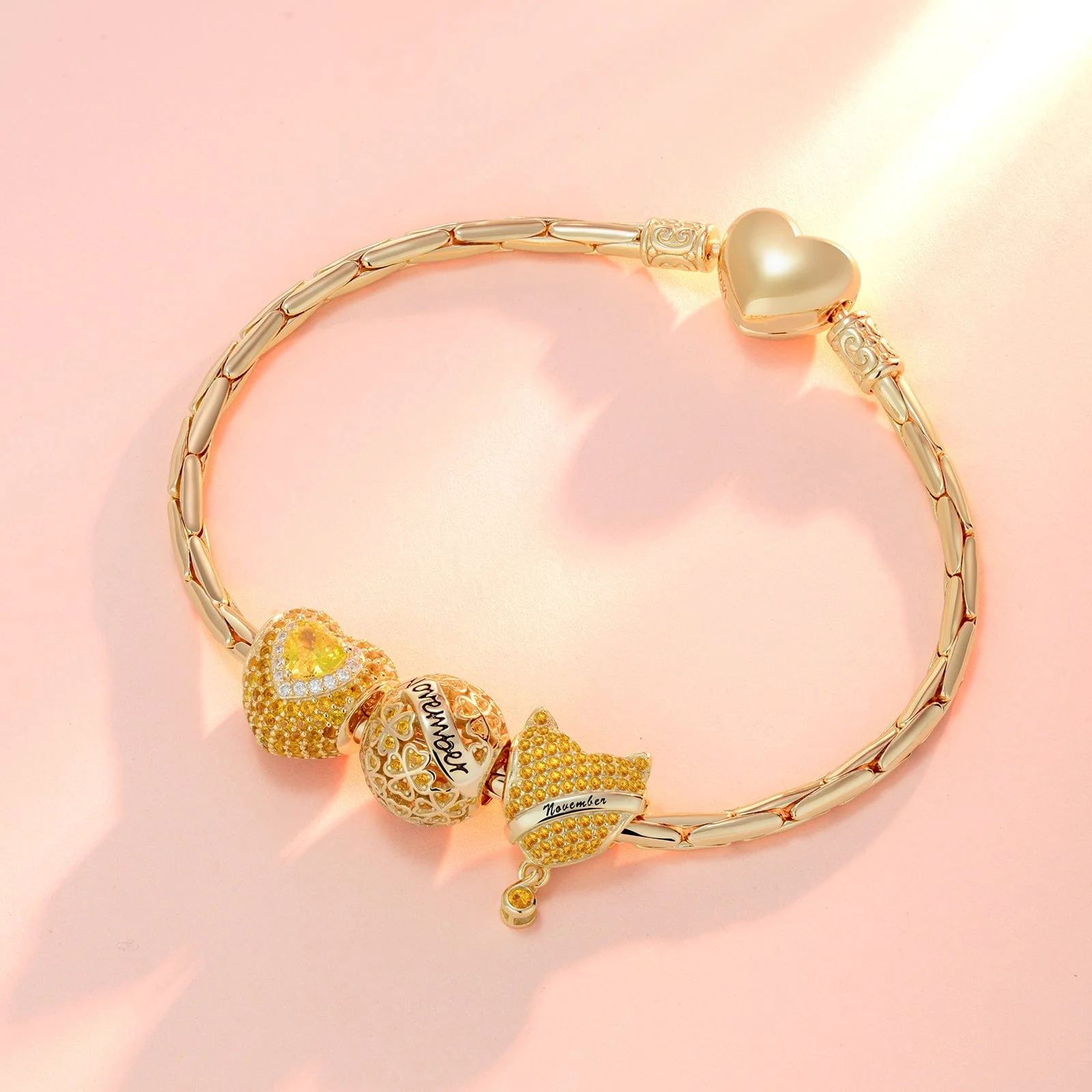 November Birthstone Tarnish-resistant Silver Charms With Enamel In 14K Gold Plated - Image 2
