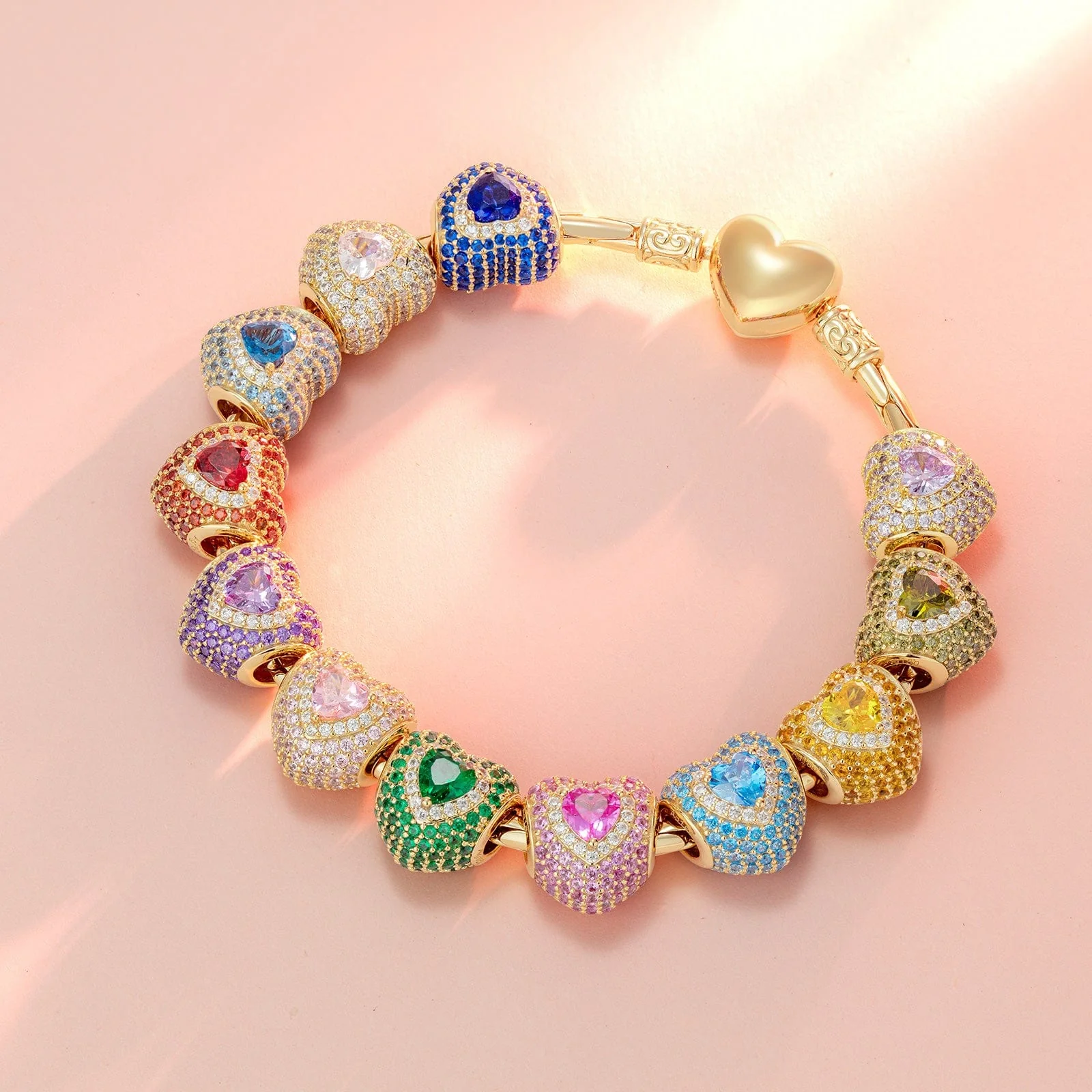 July Love Heart Birthstone Tarnish-resistant Silver Charms With Enamel In 14K Gold Plated - Image 3