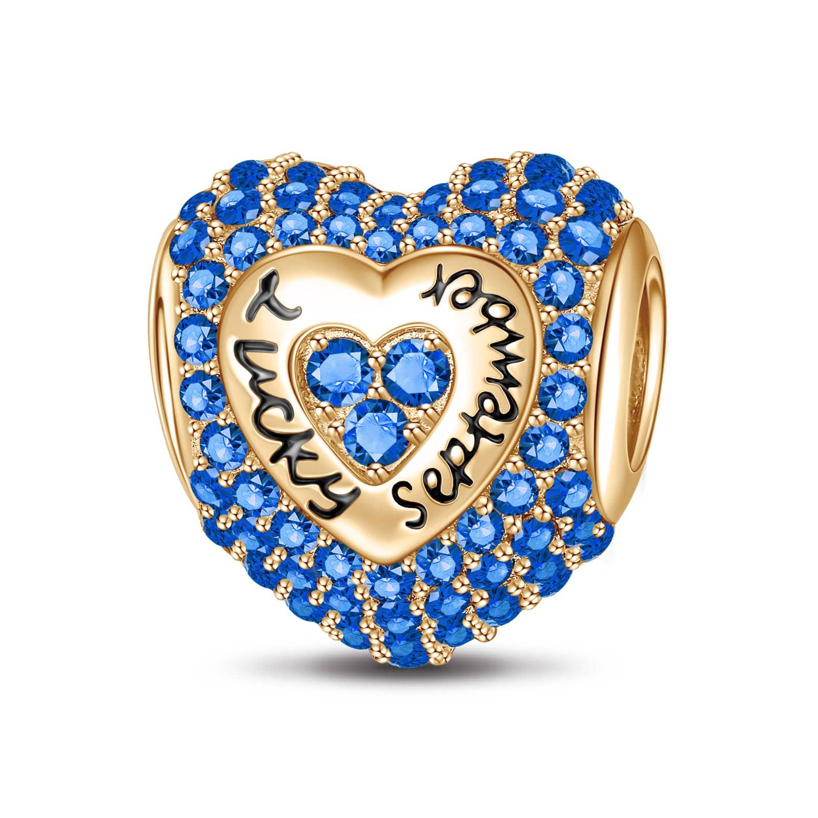 September Love Heart Birthstone Tarnish-resistant Silver Charms With Enamel In 14K Gold Plated - Image 2