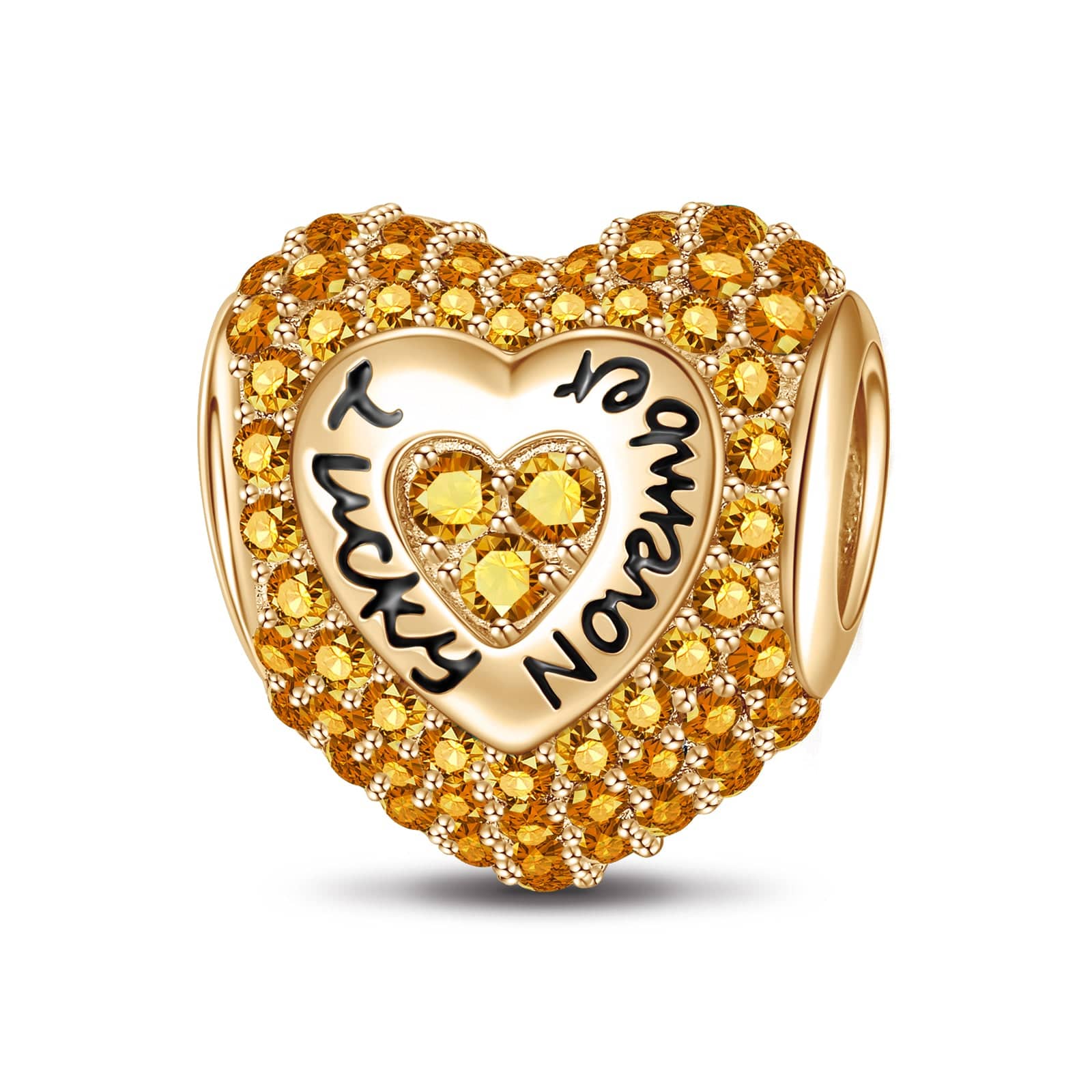 November Love Heart Birthstone Tarnish-resistant Silver Charms With Enamel In 14K Gold Plated - Image 2