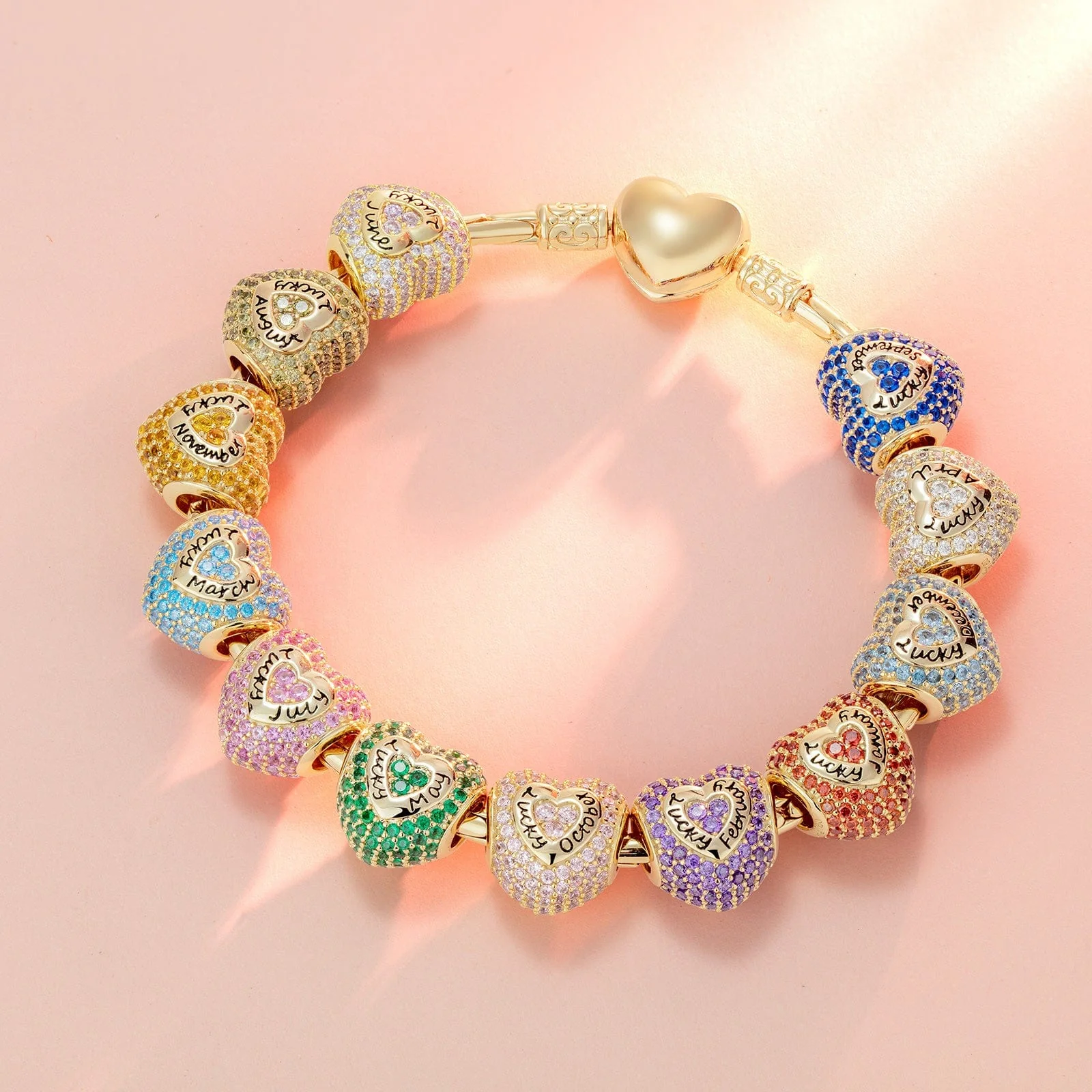 November Love Heart Birthstone Tarnish-resistant Silver Charms With Enamel In 14K Gold Plated - Image 4