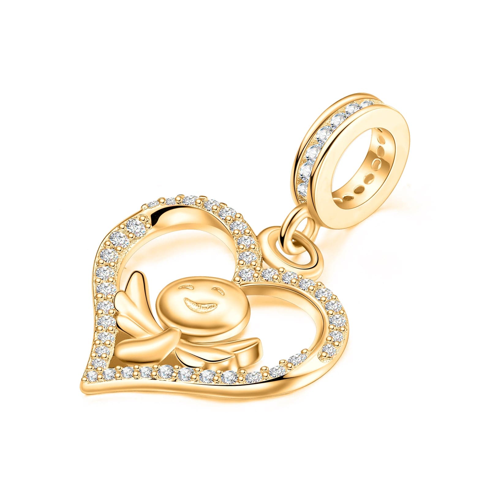 Smiling Angel Tarnish-resistant Silver Dangle Charms In 14K Gold Plated - Image 2