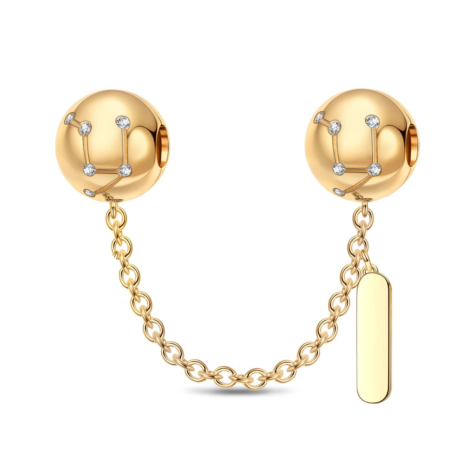 Libra Tarnish-resistant Silver Constellation Safety Chain With Enamel In 14K Gold Plated - Image 2