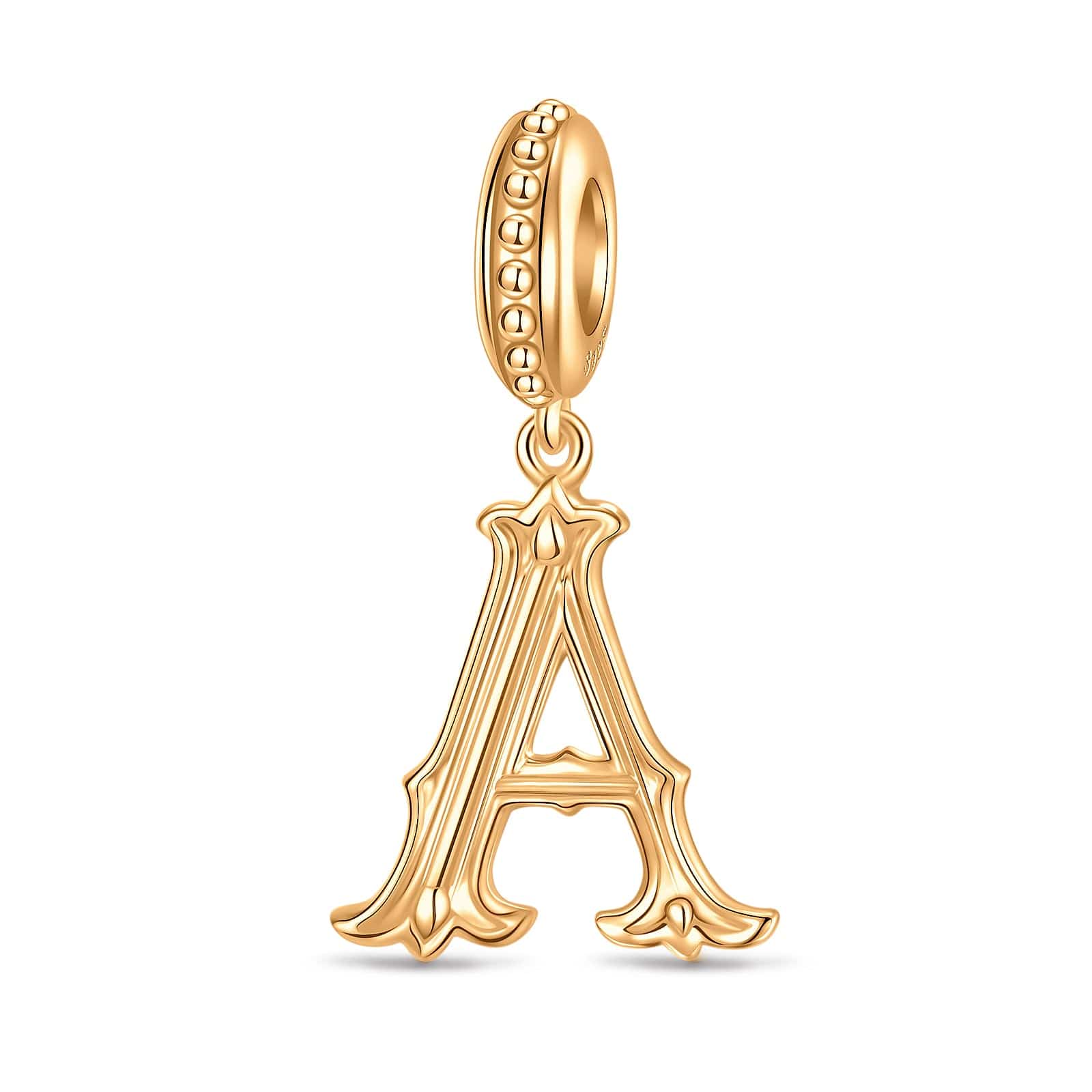 Letter A Tarnish-resistant Silver Dangle Charms In 14K Gold Plated