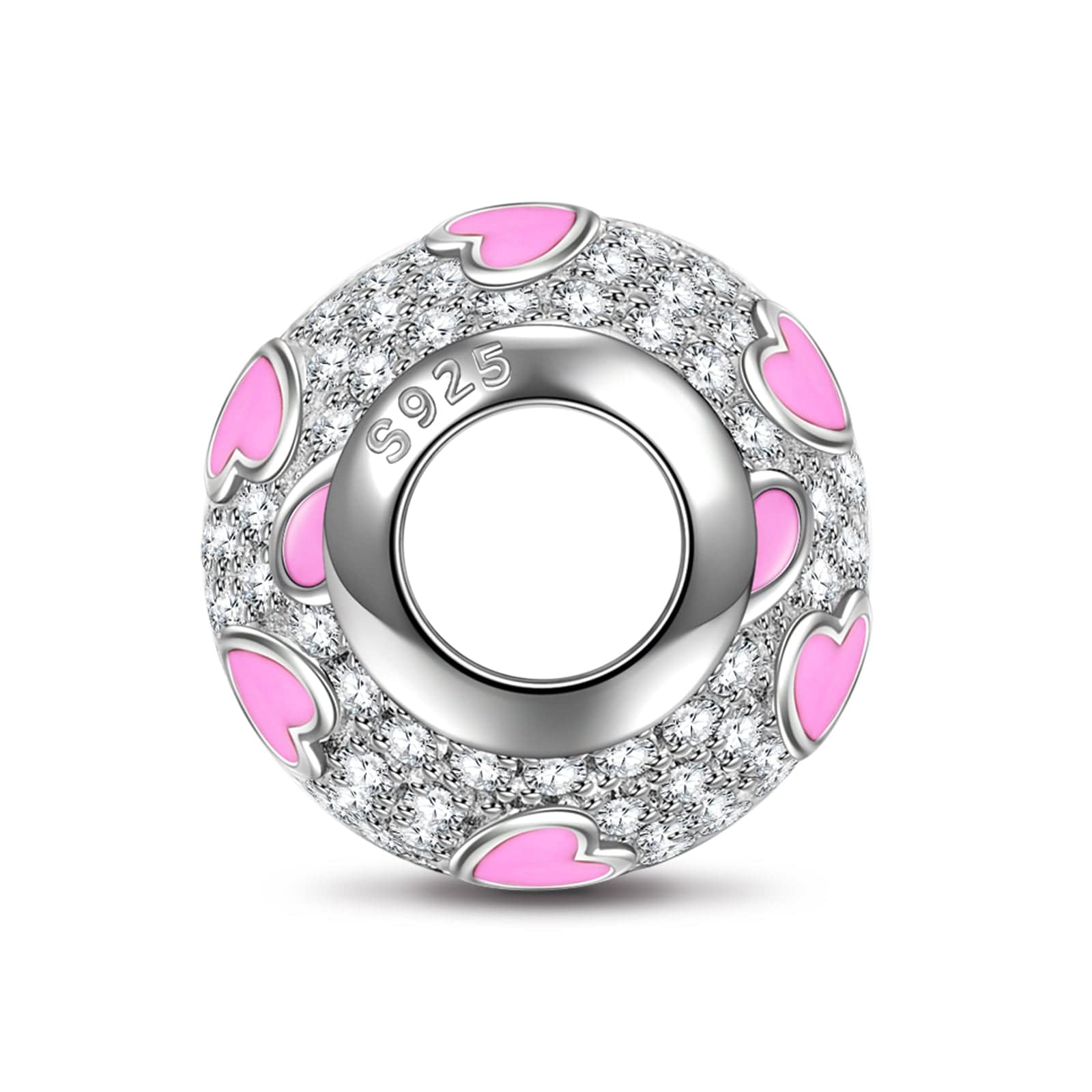 Sterling Silver Pink Remembrance Charms With Enamel In White Gold Plated - Image 2