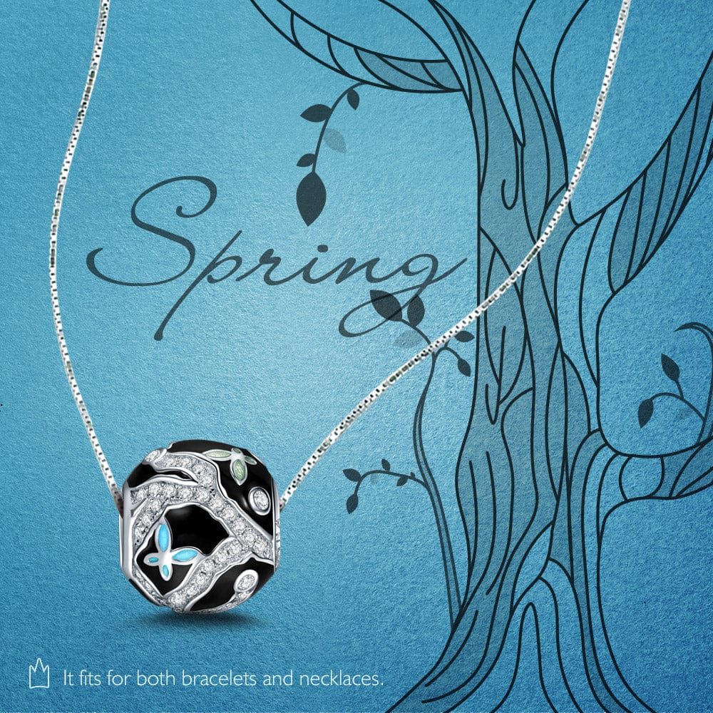 Sterling Silver Butterfly Queen Charms With Enamel In White Gold Plated - Image 3