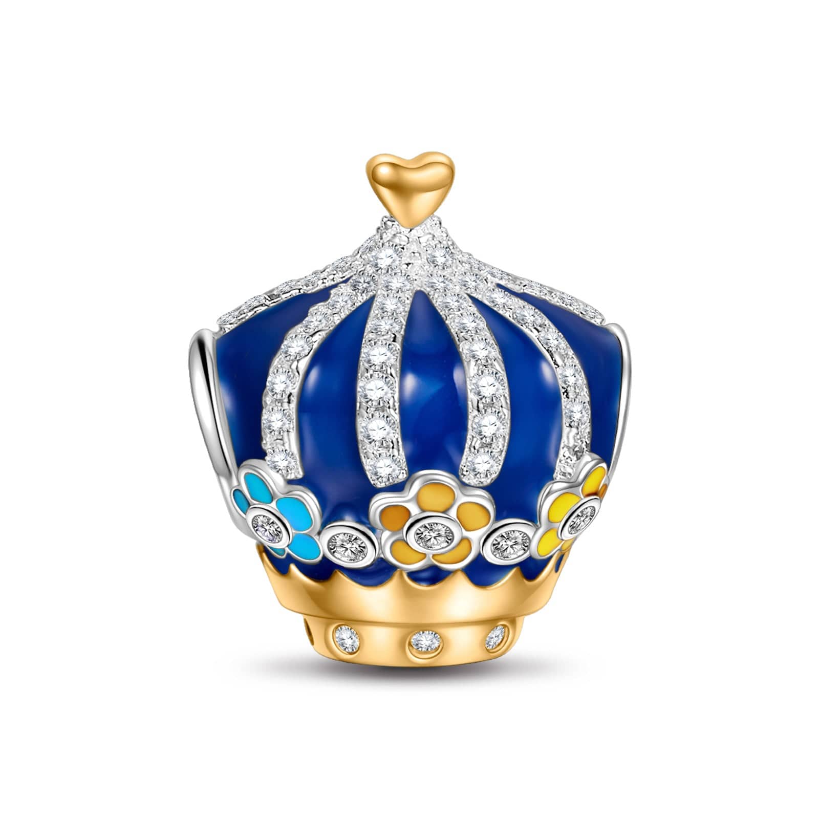Sterling Silver Coronation of Love Charms With Enamel In White Gold Plated - Image 2