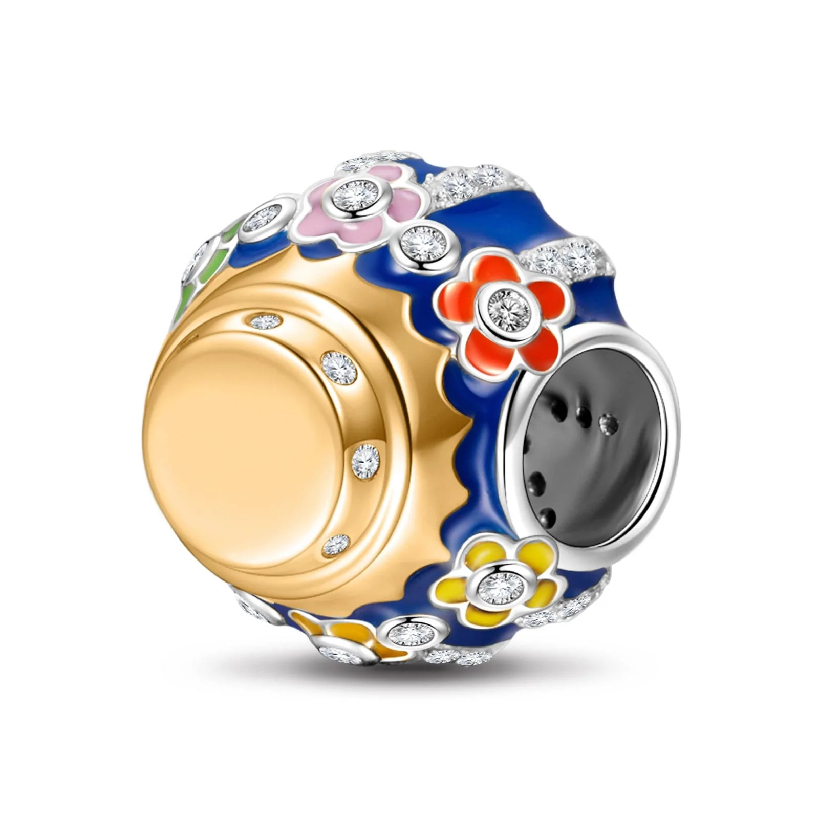 Sterling Silver Coronation of Love Charms With Enamel In White Gold Plated - Image 3