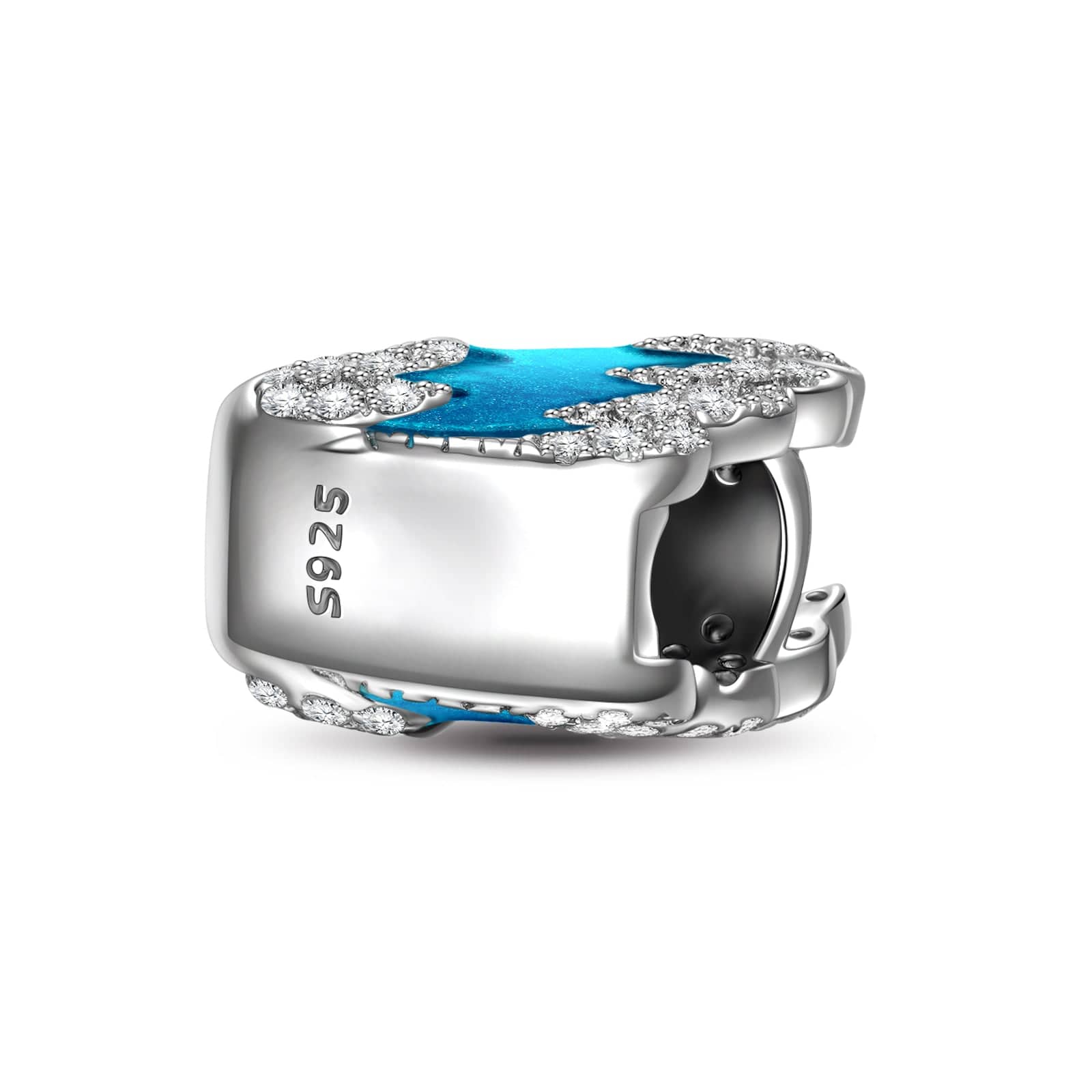 Sterling Silver Swan Princess Charms With Enamel In White Gold Plated - Image 3