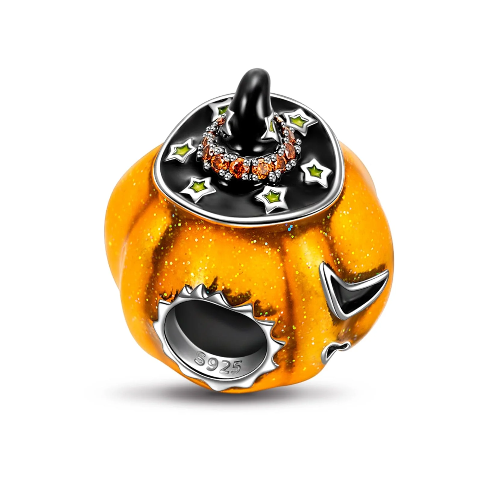 Sterling Silver Halloween Pumpkin Charms With Enamel In Blackened 925 Sterling Silver Plated - Image 2