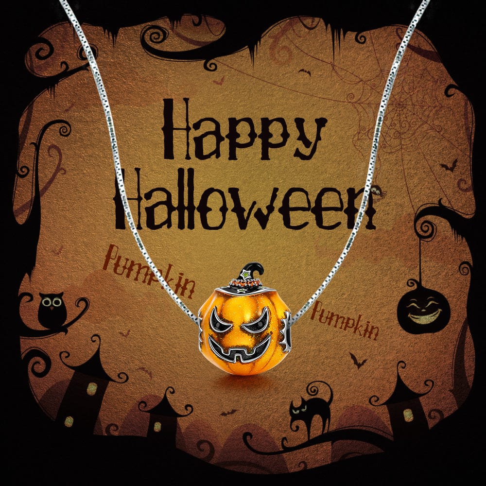 Sterling Silver Halloween Pumpkin Charms With Enamel In Blackened 925 Sterling Silver Plated - Image 3