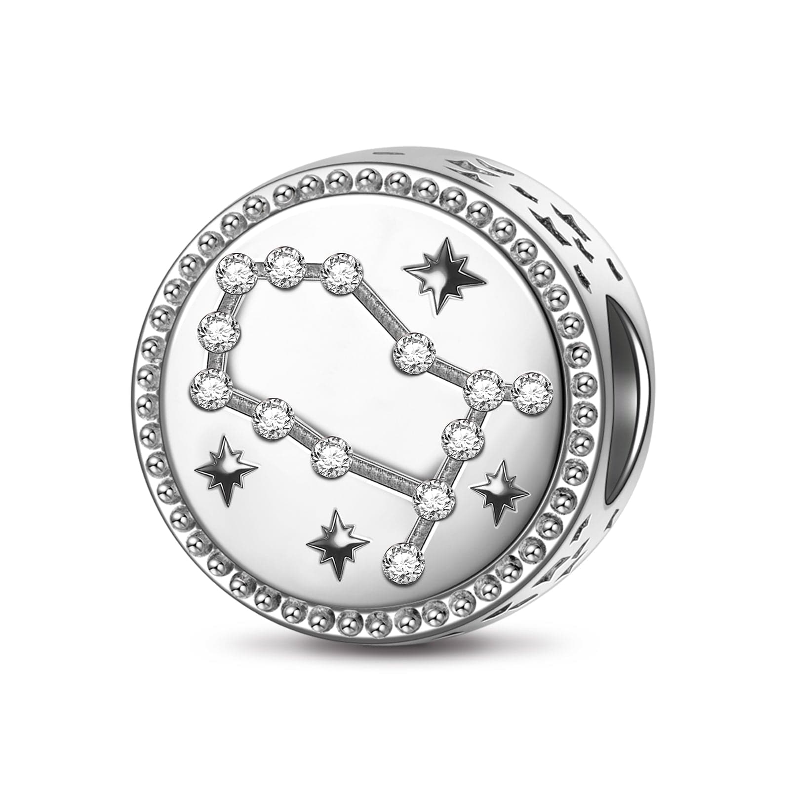 Sterling Silver Gemini Charms With Enamel In White Gold Plated - Image 2