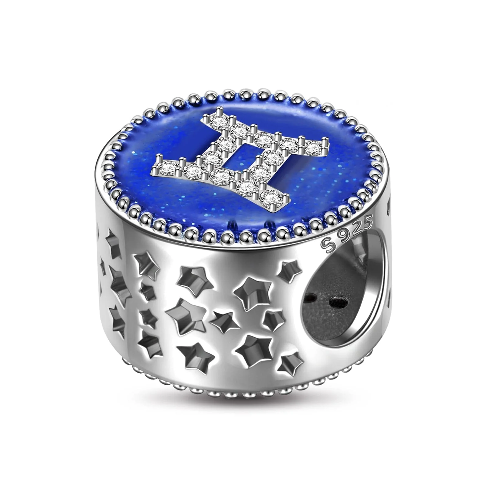Sterling Silver Gemini Charms With Enamel In White Gold Plated - Image 3