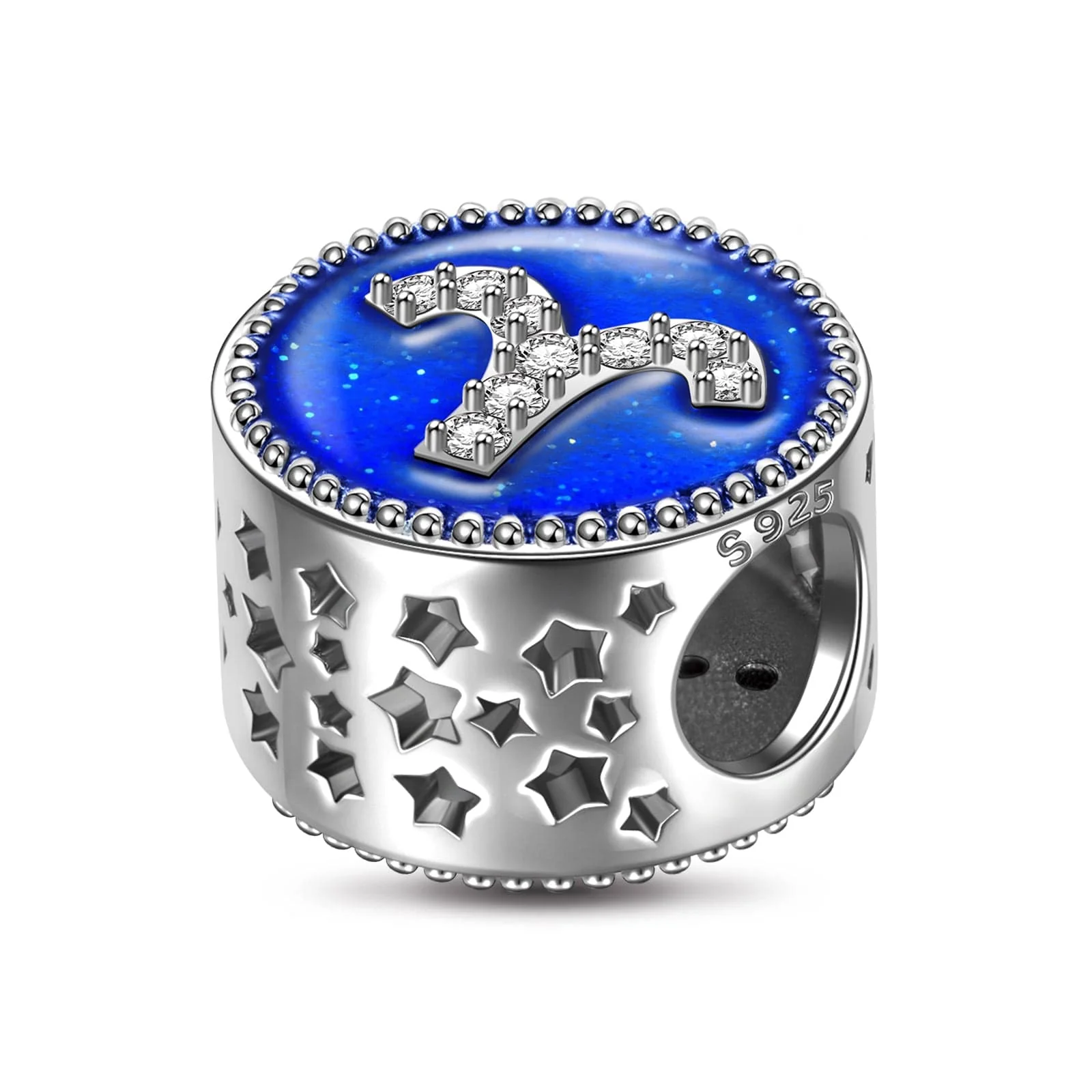 Sterling Silver Aries Charms With Enamel In White Gold Plated - Image 3