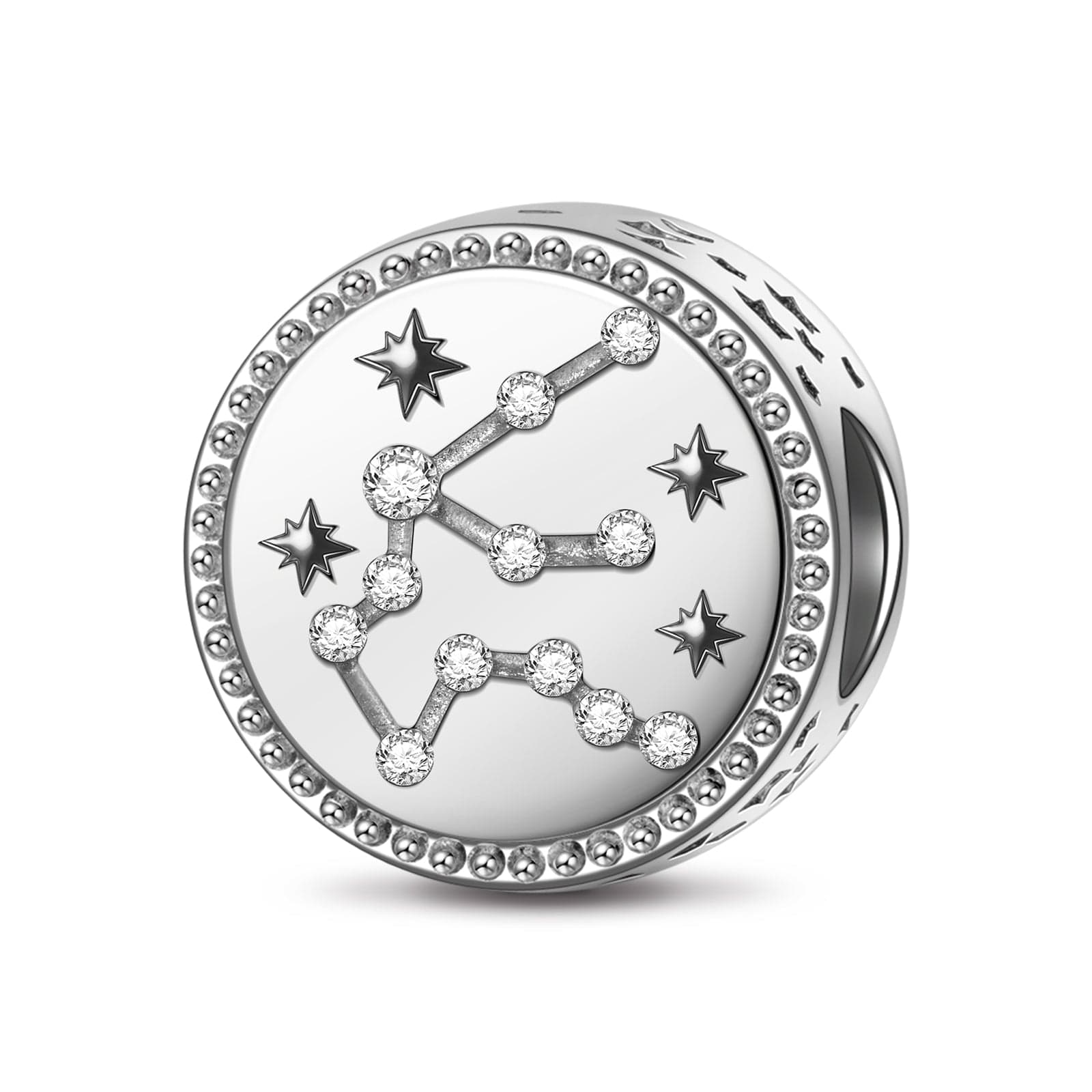 Sterling Silver Aquarius Charms With Enamel In White Gold Plated - Image 2