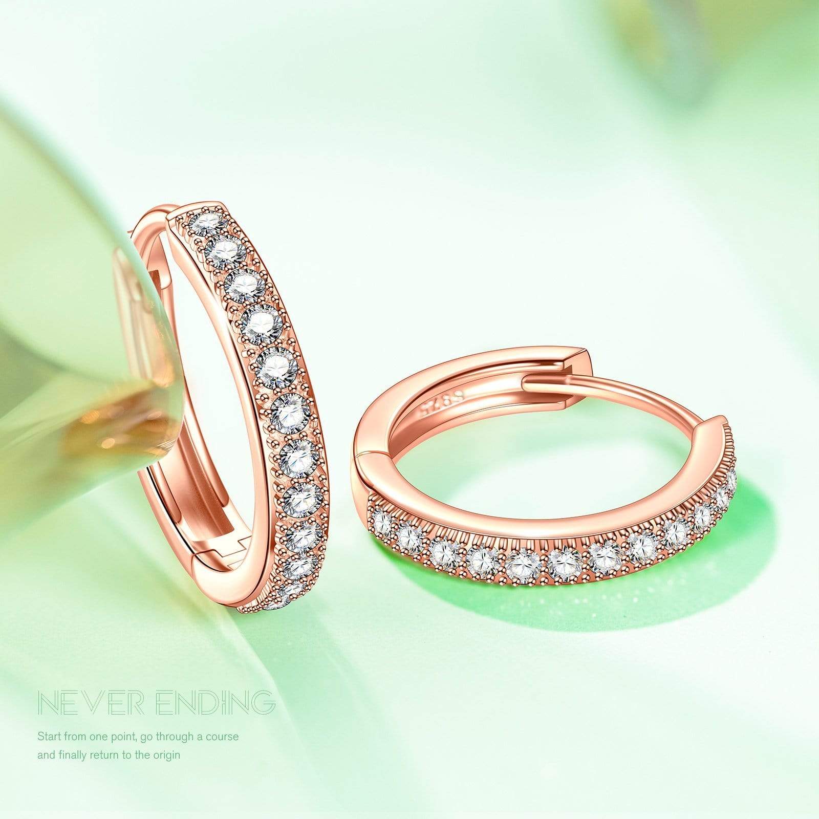 Sterling Silver Classic Hoop Earrings In Rose Gold Plated - Image 5
