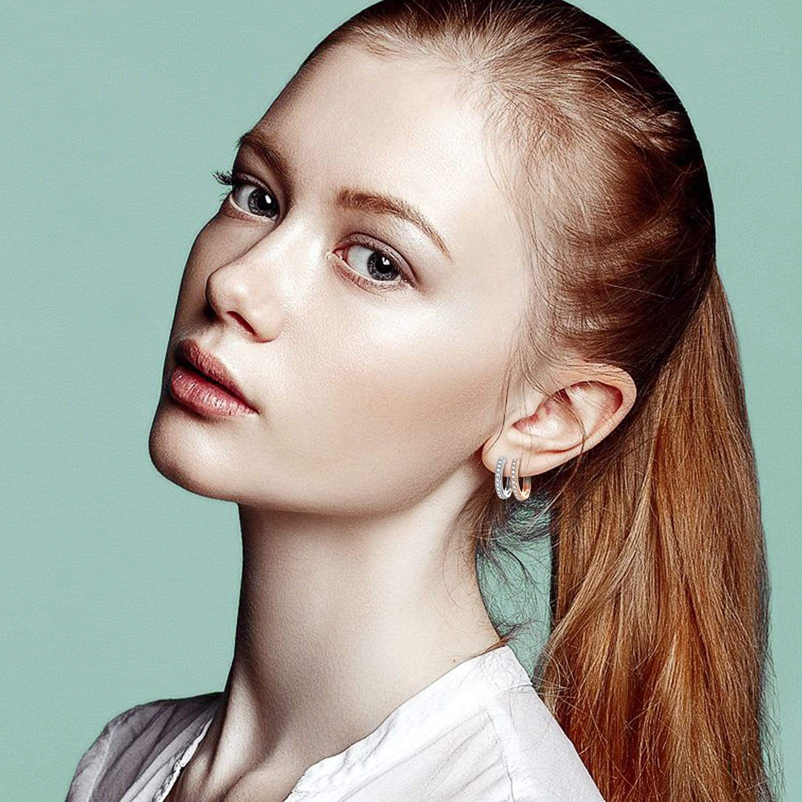 Sterling Silver Classic Hoop Earrings In Rose Gold Plated - Image 6