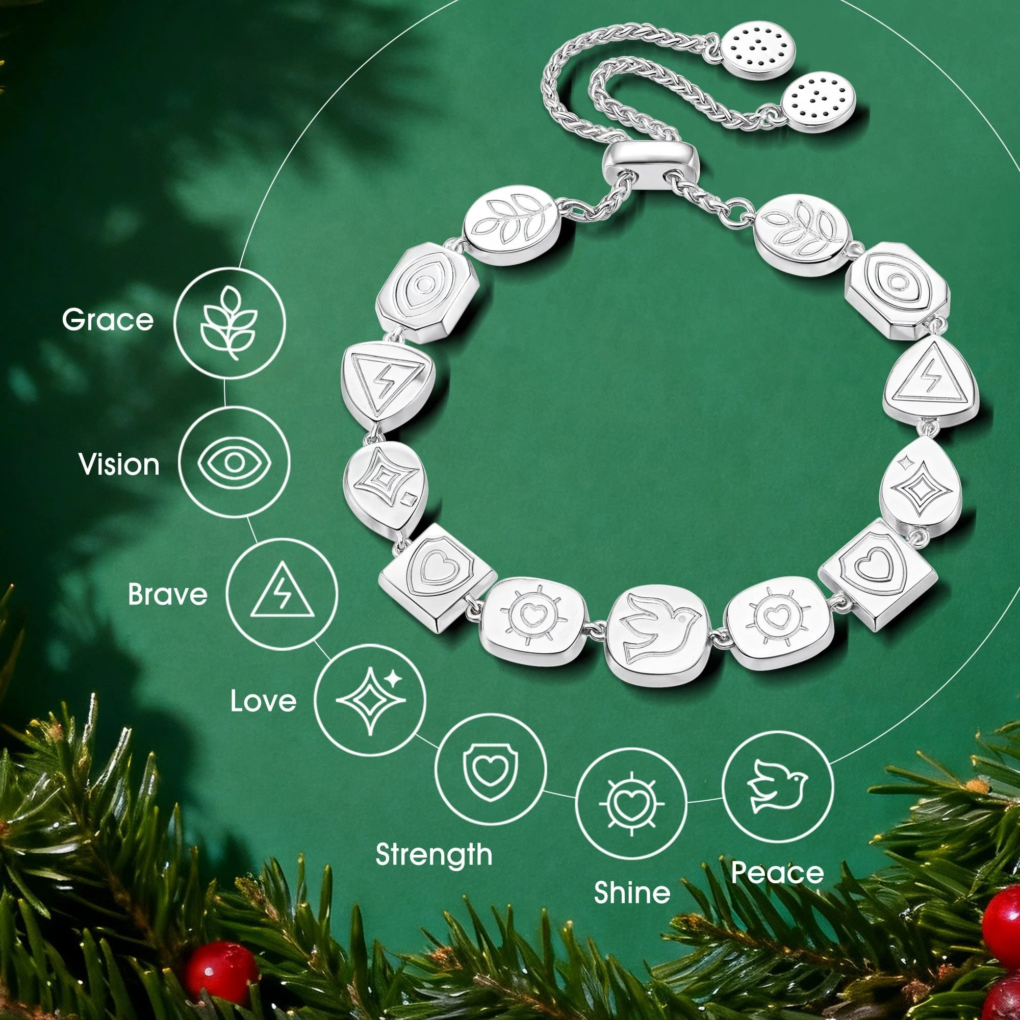 Lucky 7 Multi-Color Crystal Wish Bracelet, White Gold Plated - Handcrafted with Swarovski® Crystals, Adjustable Bolo Slider, Fits Wrist Sizes 5.6" - 8.9" - Image 6