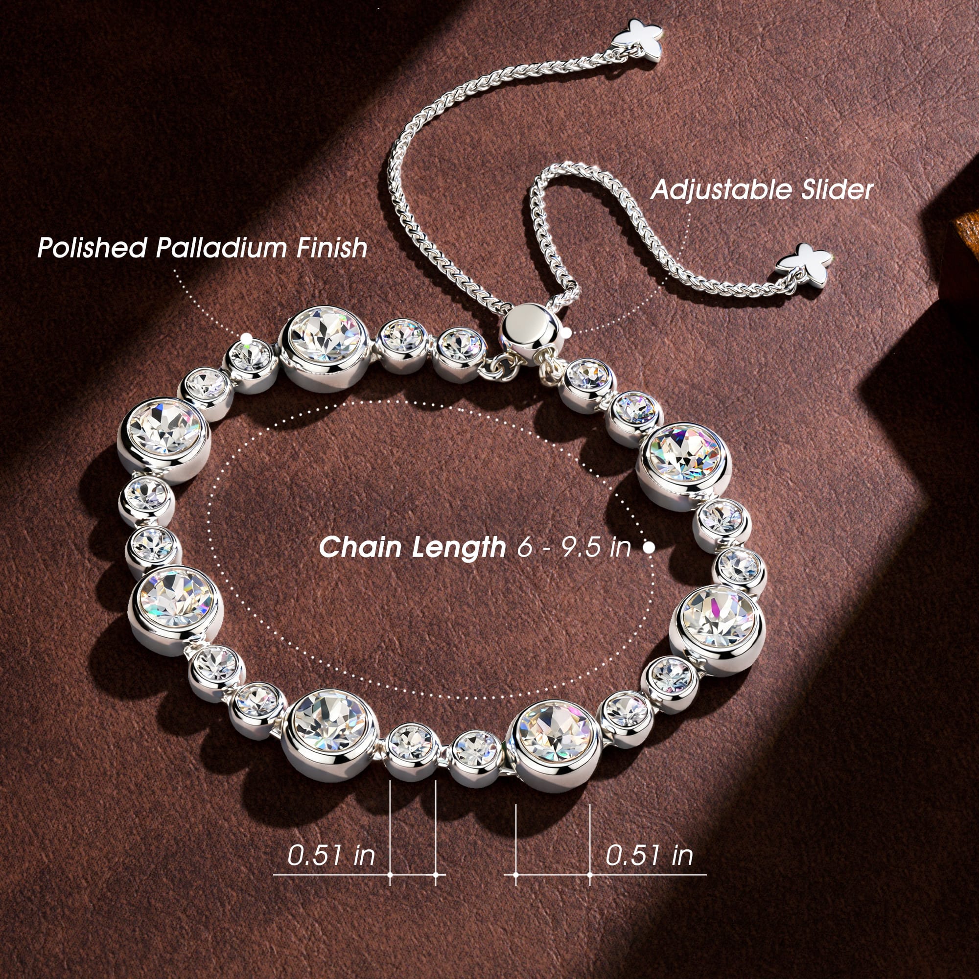 Classic Pave Created with Swarovski® Crystals Tarnish-Resistant Silver Bracelet In White Gold Plated - Image 2