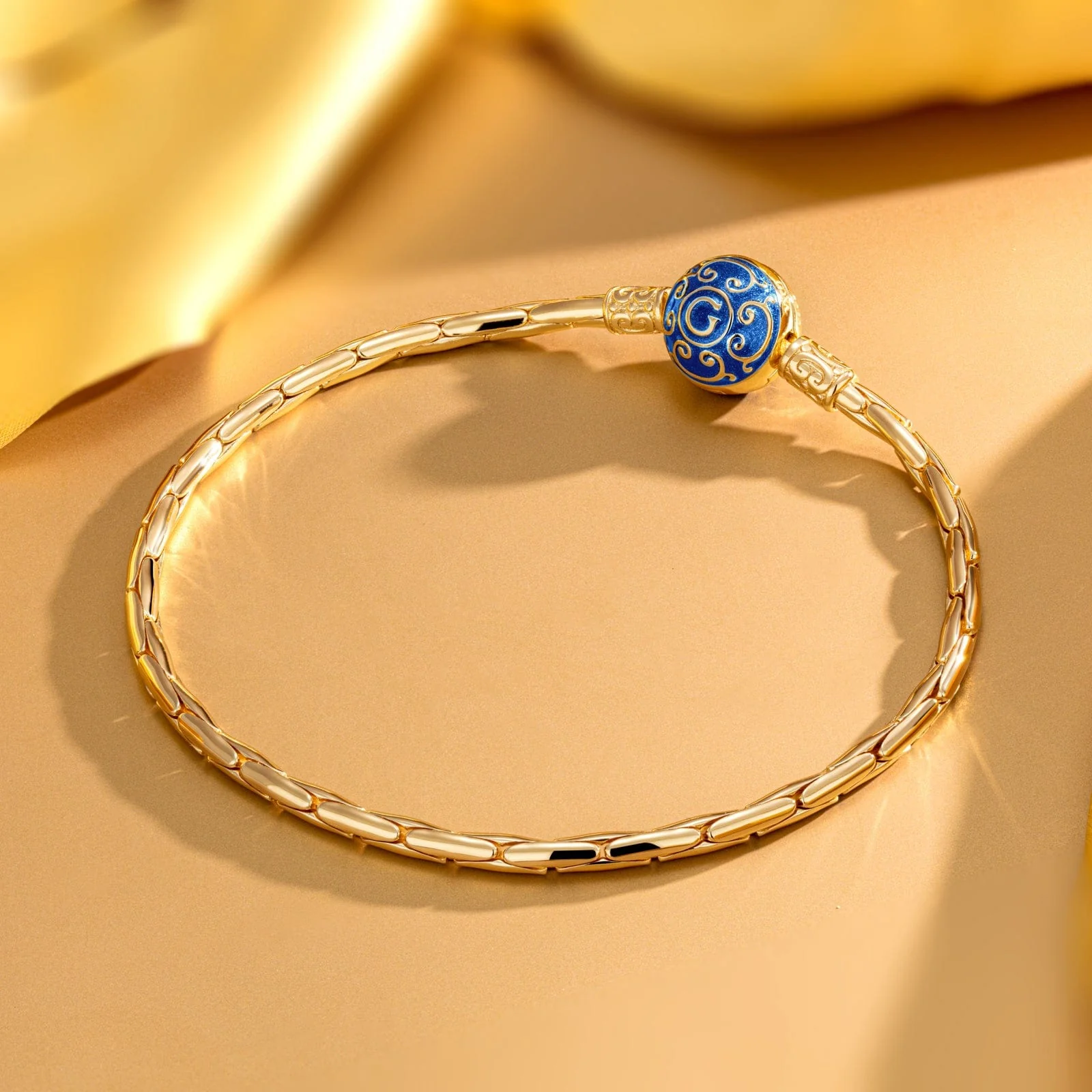 Sterling Silver Bamboo Chain Bracelet With Enamel In 14K Gold Plated - Image 3