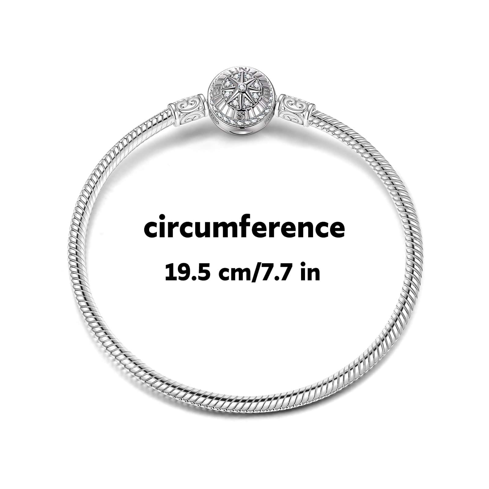 Sterling Silver Polaris Universal Snake Chain Bracelet In White Gold Plated - Image 2