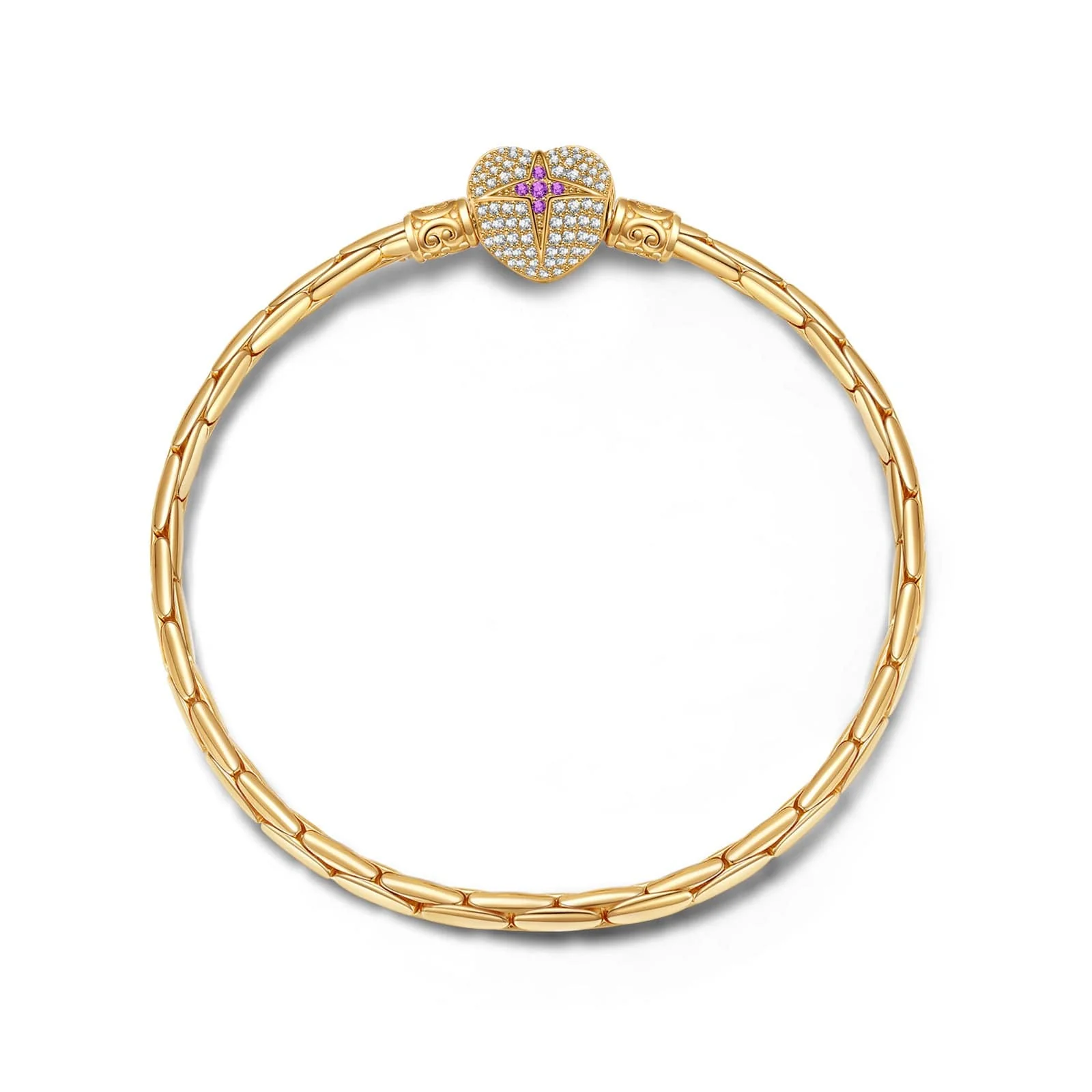 Sterling Silver Aurora Borealis Bamboo Chain Bracelet With Enamel In 14K Gold Plated - Image 2