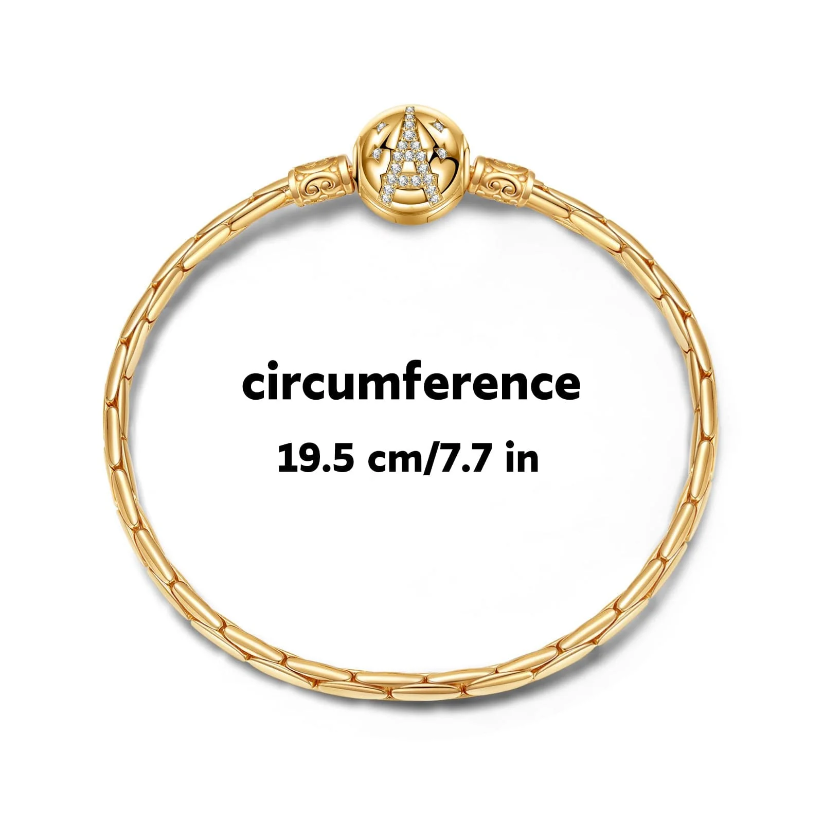 Sterling Silver Eiffel Tower Bamboo Chain Bracelet In 14K Gold Plated - Image 2