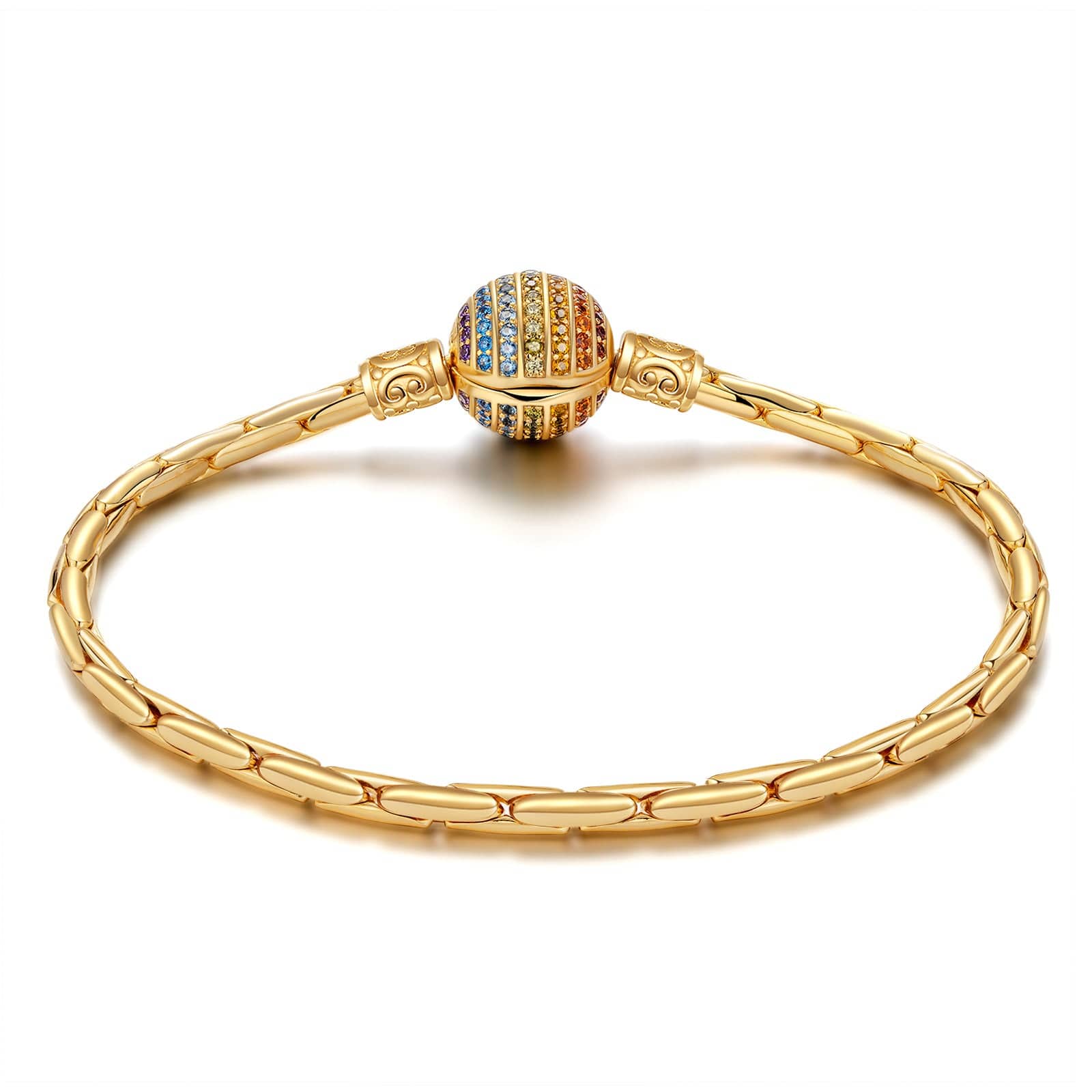 Sterling Silver The Rainbow Bamboo Chain Bracelet In 14K Gold Plated - Image 2