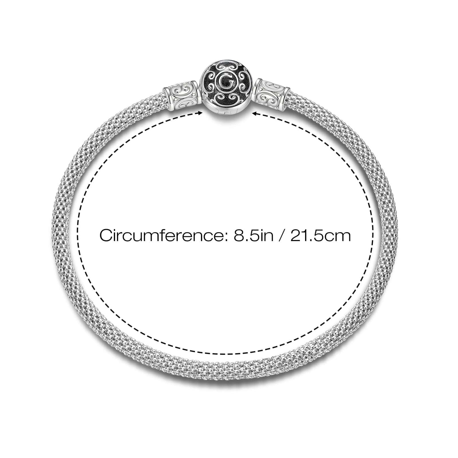 Sterling Silver Men's Universal Mesh Bracelet With Enamel In White Gold Plated - Image 3