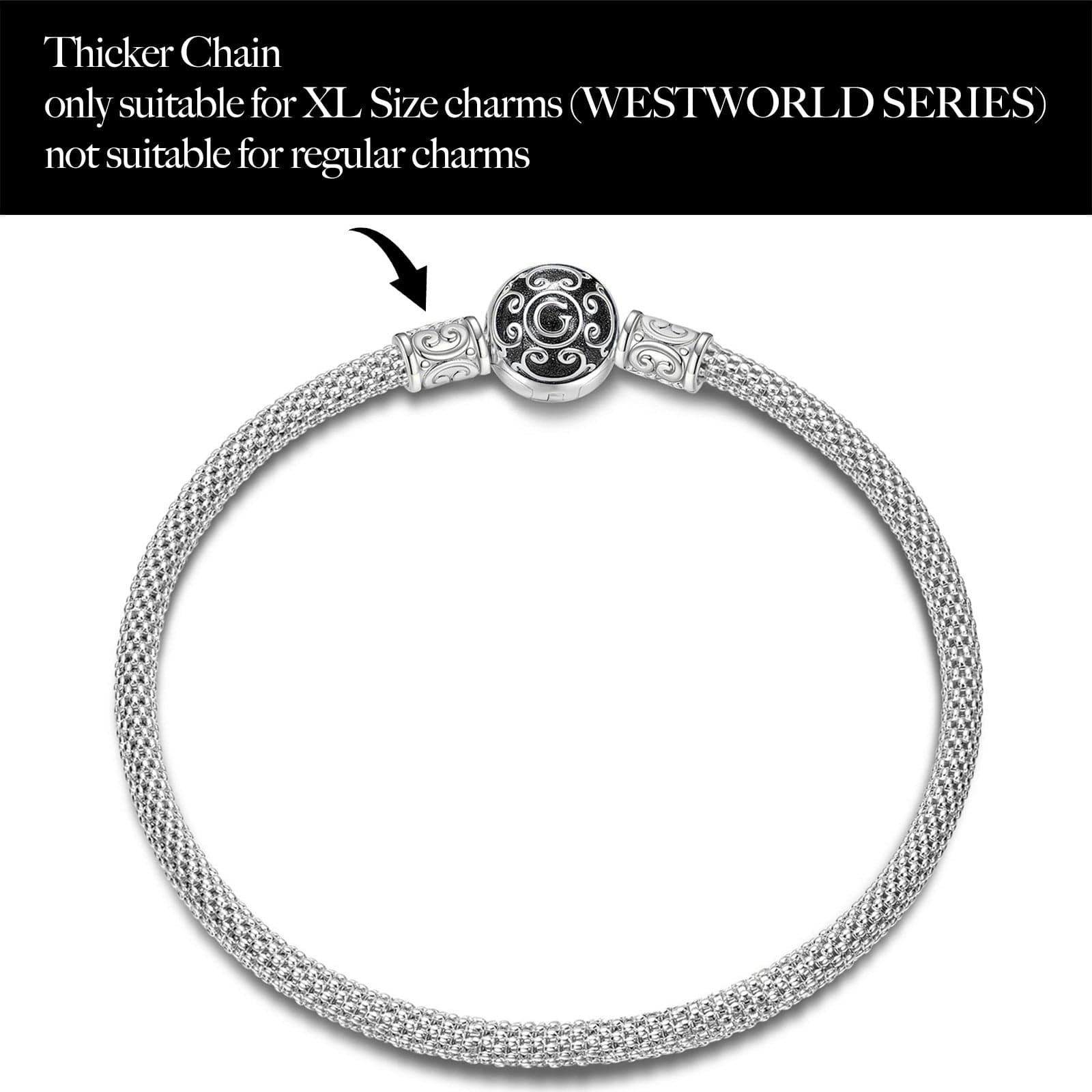 Sterling Silver Men's Universal Mesh Bracelet With Enamel In White Gold Plated - Image 4