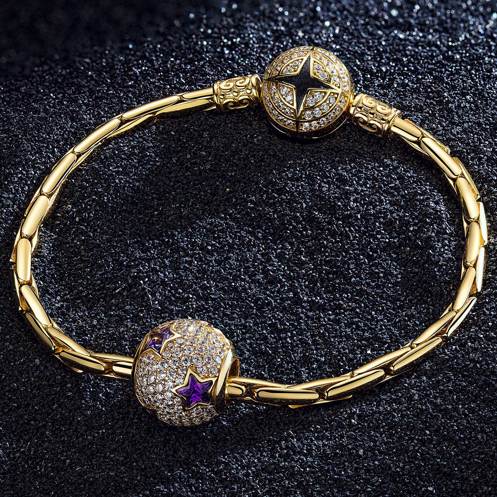 Romantic Starry Tarnish-resistant Silver Charms In 14K Gold Plated - Image 3