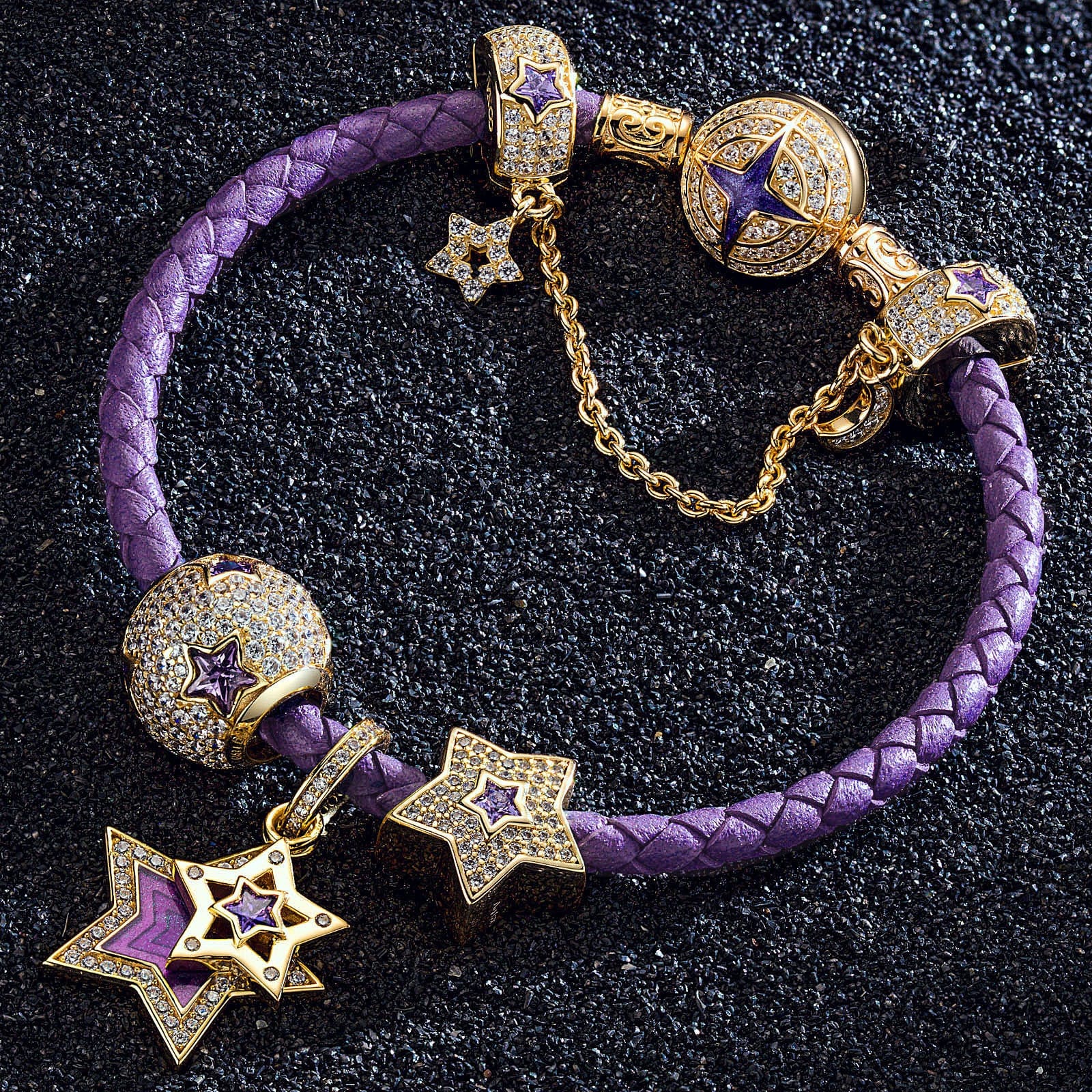 Romantic Starry Tarnish-resistant Silver Charms In 14K Gold Plated - Image 4