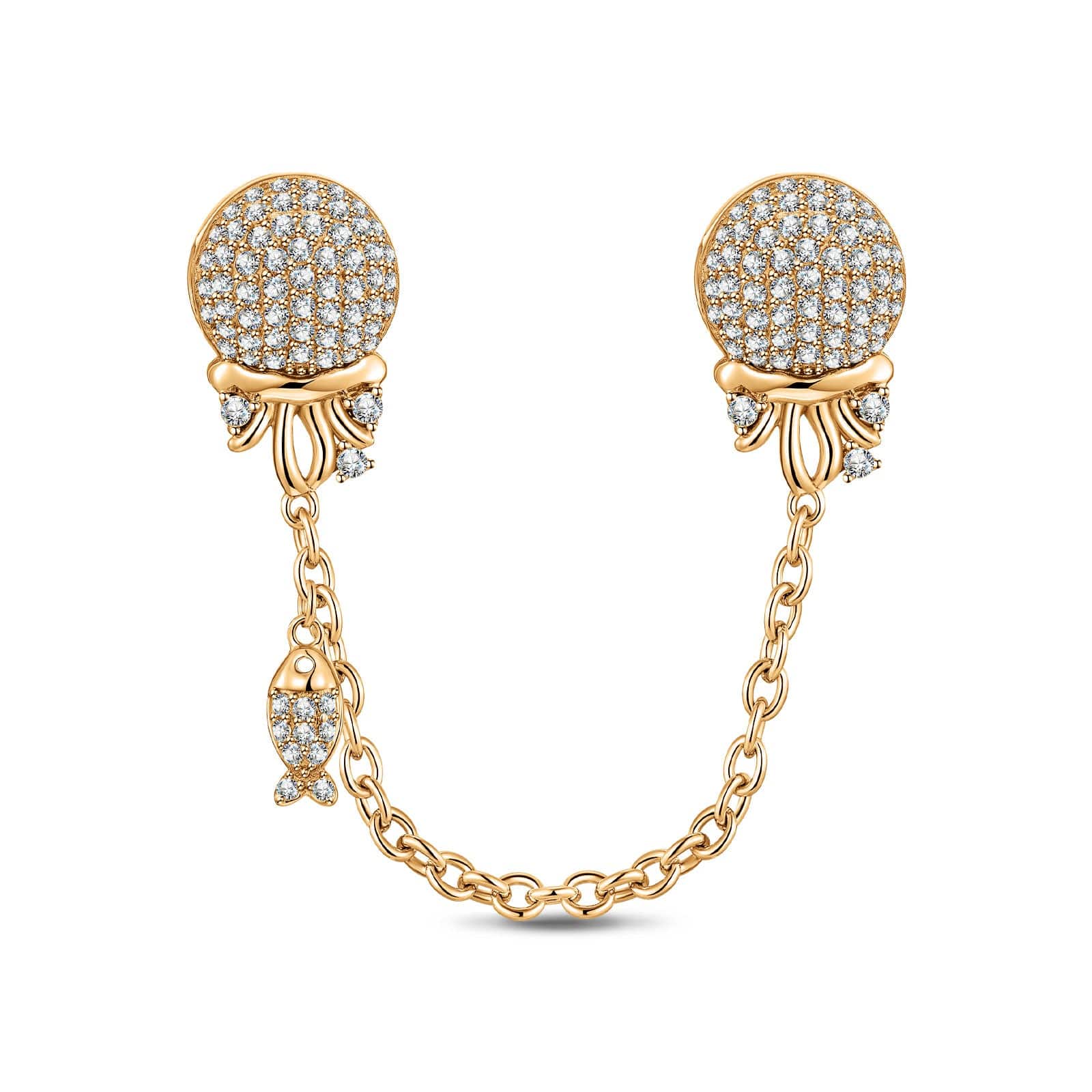 Sparkling Jellyfish Tarnish-resistant Silver Safety Chain In 14K Gold Plated