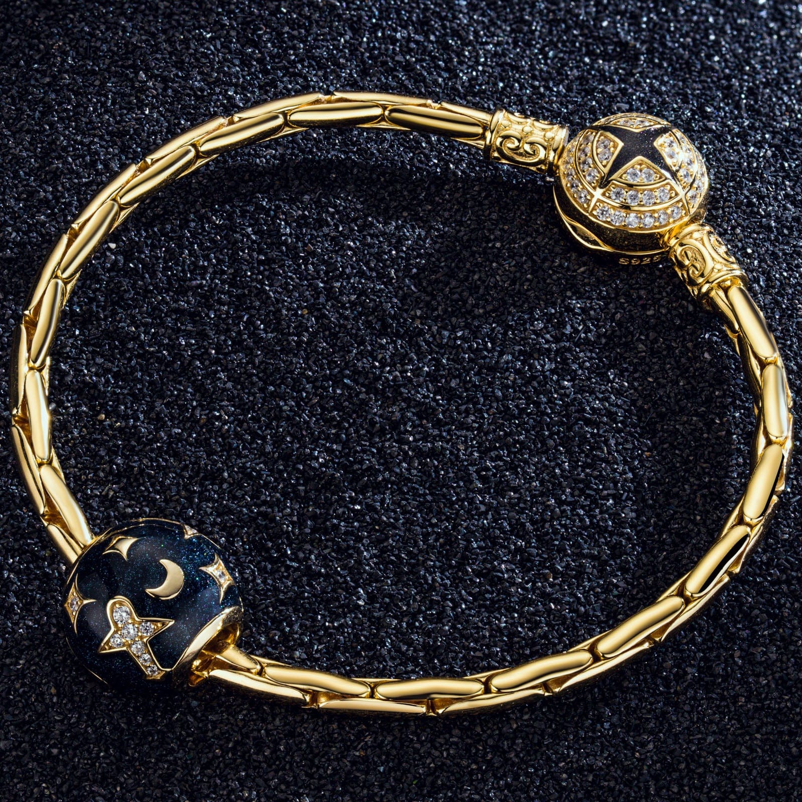 Traveling In Space Tarnish-resistant Silver Charms With Enamel In 14K Gold Plated - Image 2