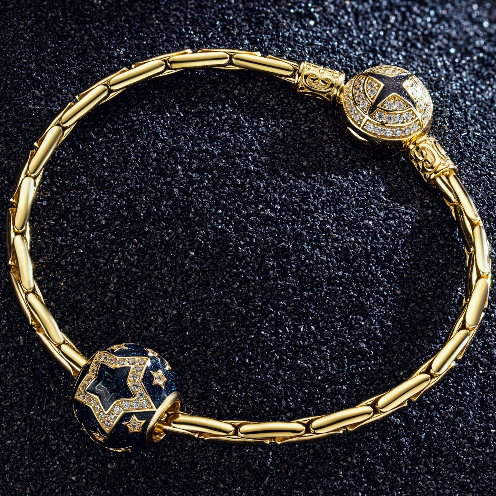 Stars Tarnish-resistant Silver Charms With Enamel In 14K Gold Plated - Image 2