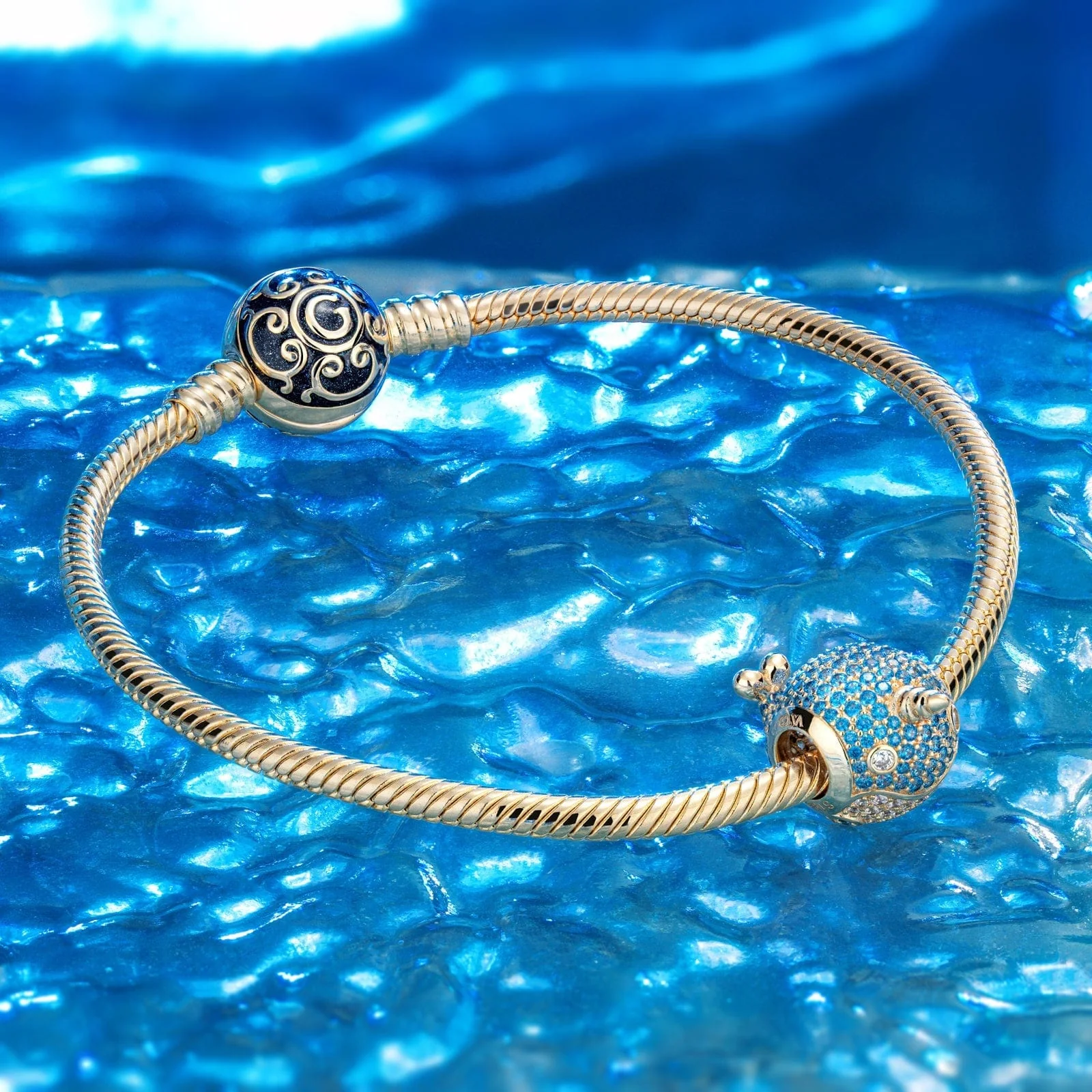 Cute Blue Narwhal Tarnish-resistant Silver Charms In 14K Gold Plated - Image 4