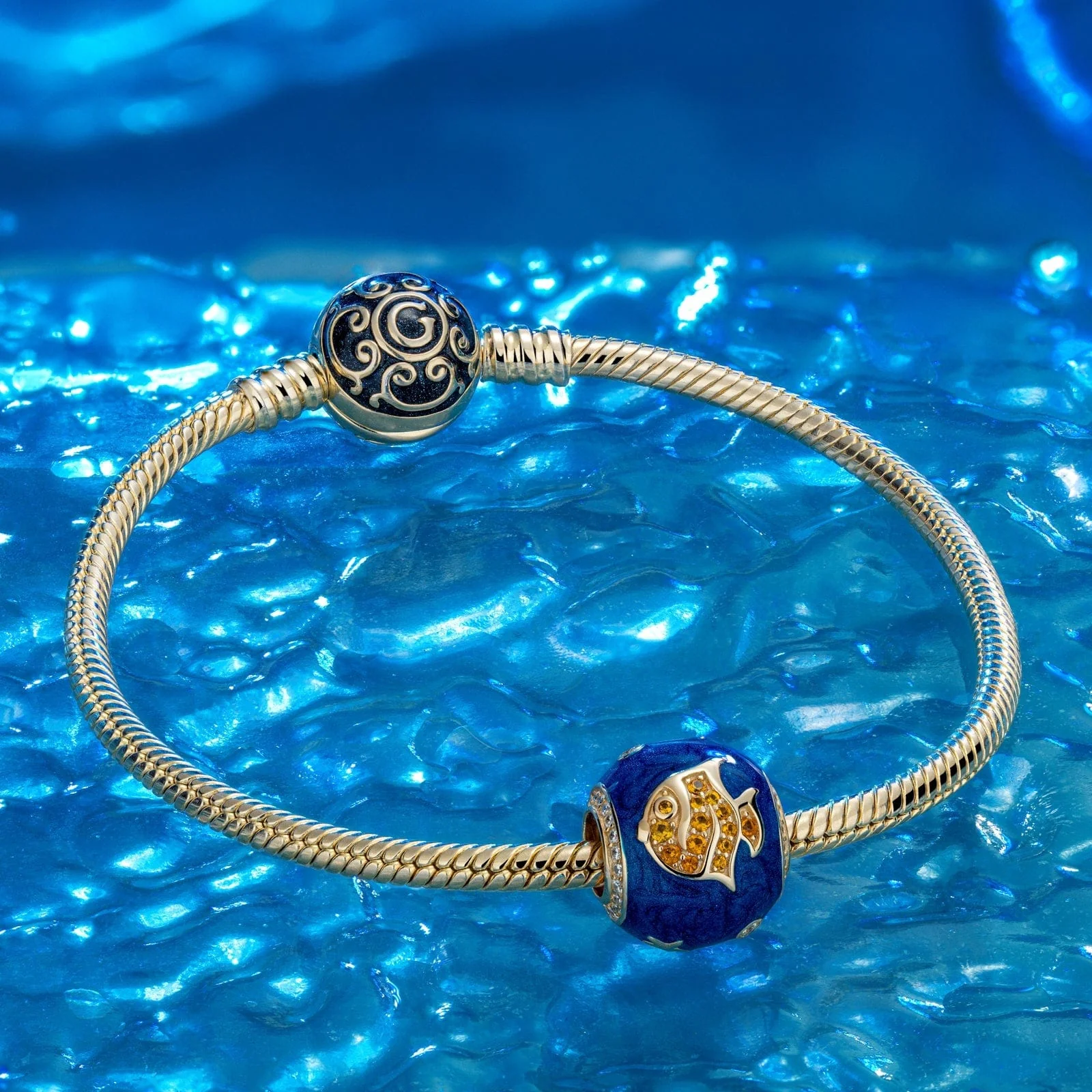 Yellow Reef Fish Tarnish-resistant Silver Charms With Enamel In 14K Gold Plated - Image 3