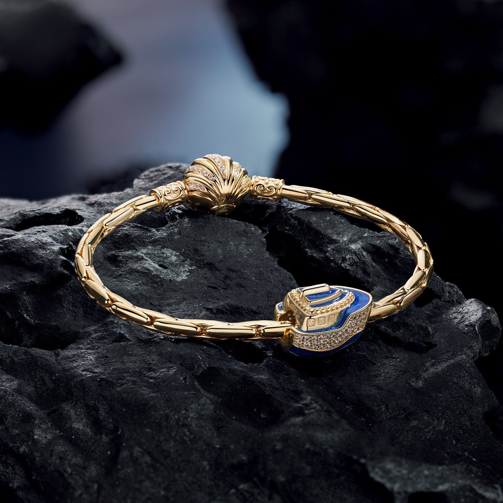 Blue Luxury Cruise Tarnish-resistant Silver Charms With Enamel In 14K Gold Plated - Image 2